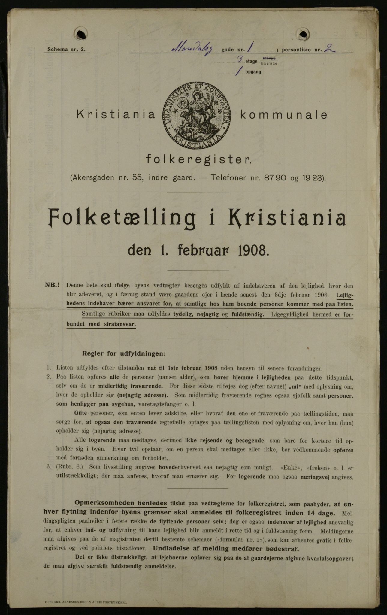 OBA, Kommunal folketelling 1.2.1908 for Kristiania kjøpstad, 1908, s. 53837