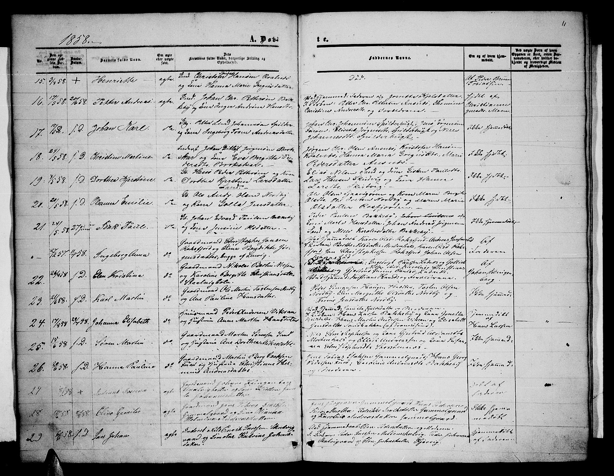 Balsfjord sokneprestembete, AV/SATØ-S-1303/G/Gab/L0001klokker: Klokkerbok nr. 1, 1856-1869, s. 11