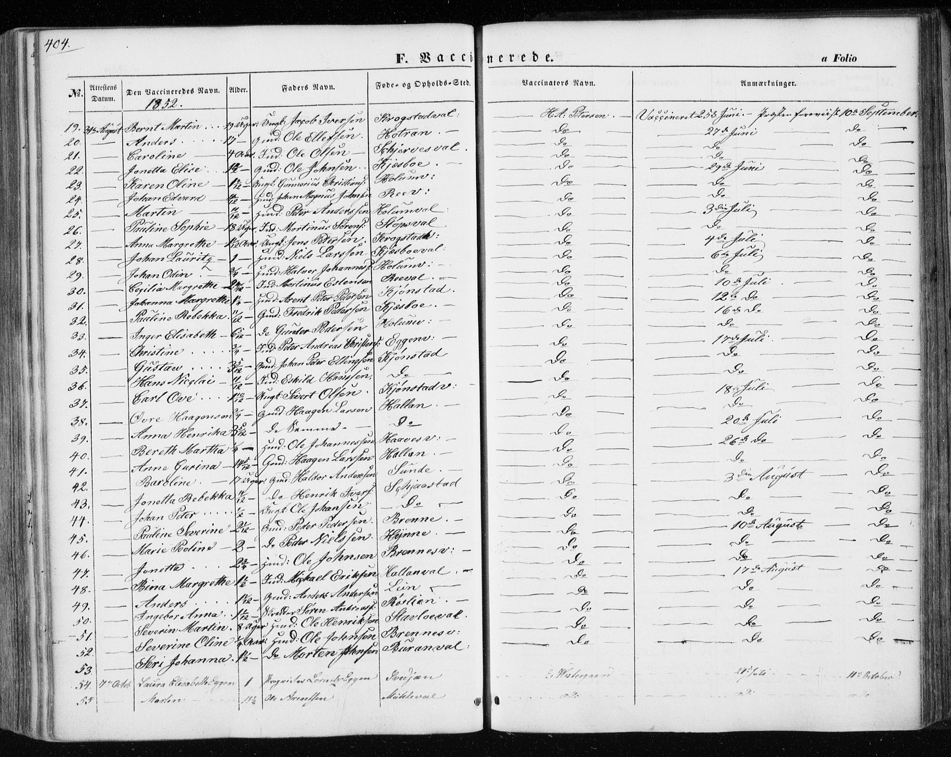 Ministerialprotokoller, klokkerbøker og fødselsregistre - Nord-Trøndelag, SAT/A-1458/717/L0154: Ministerialbok nr. 717A07 /1, 1850-1862, s. 404