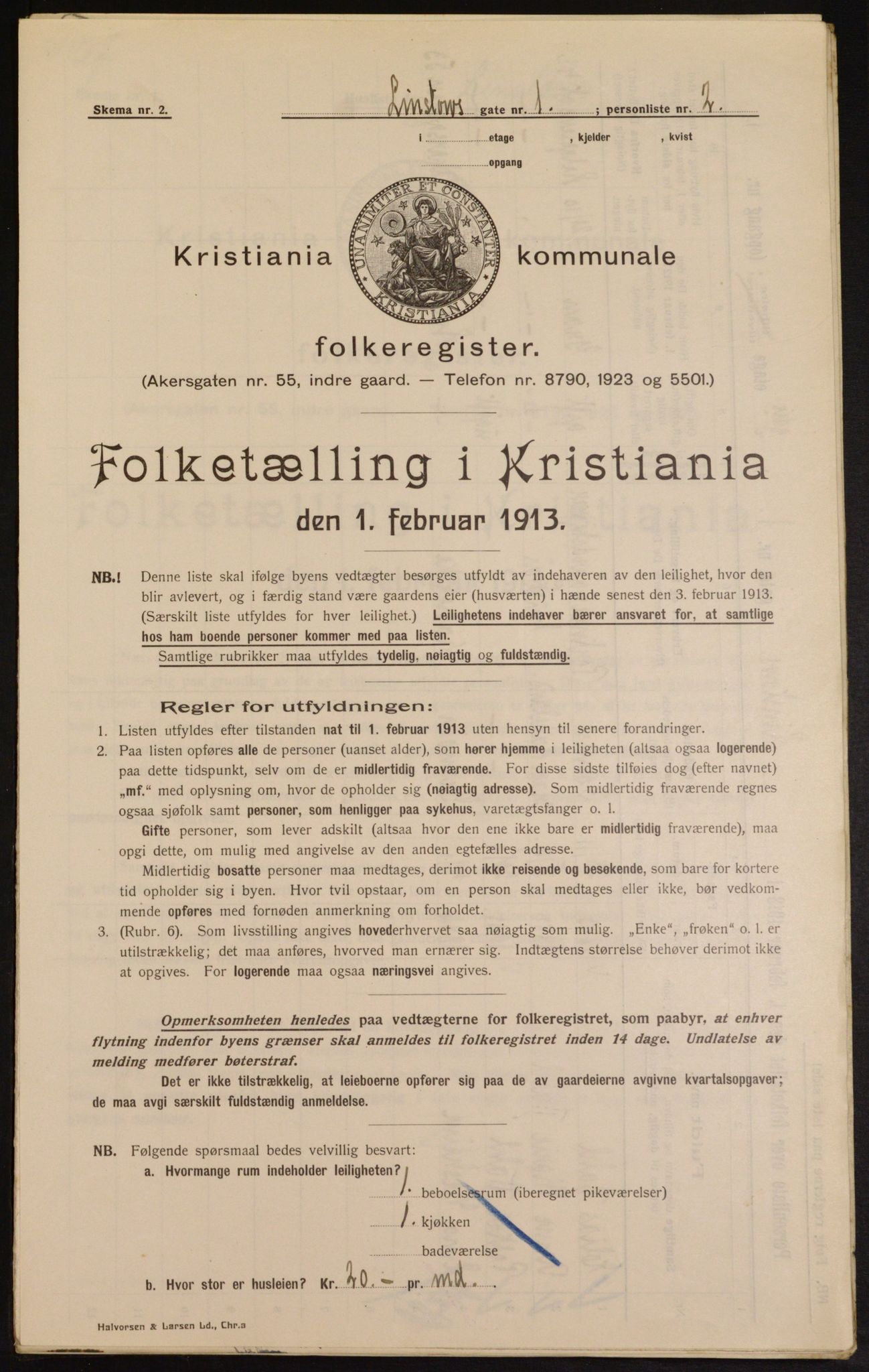 OBA, Kommunal folketelling 1.2.1913 for Kristiania, 1913, s. 57477
