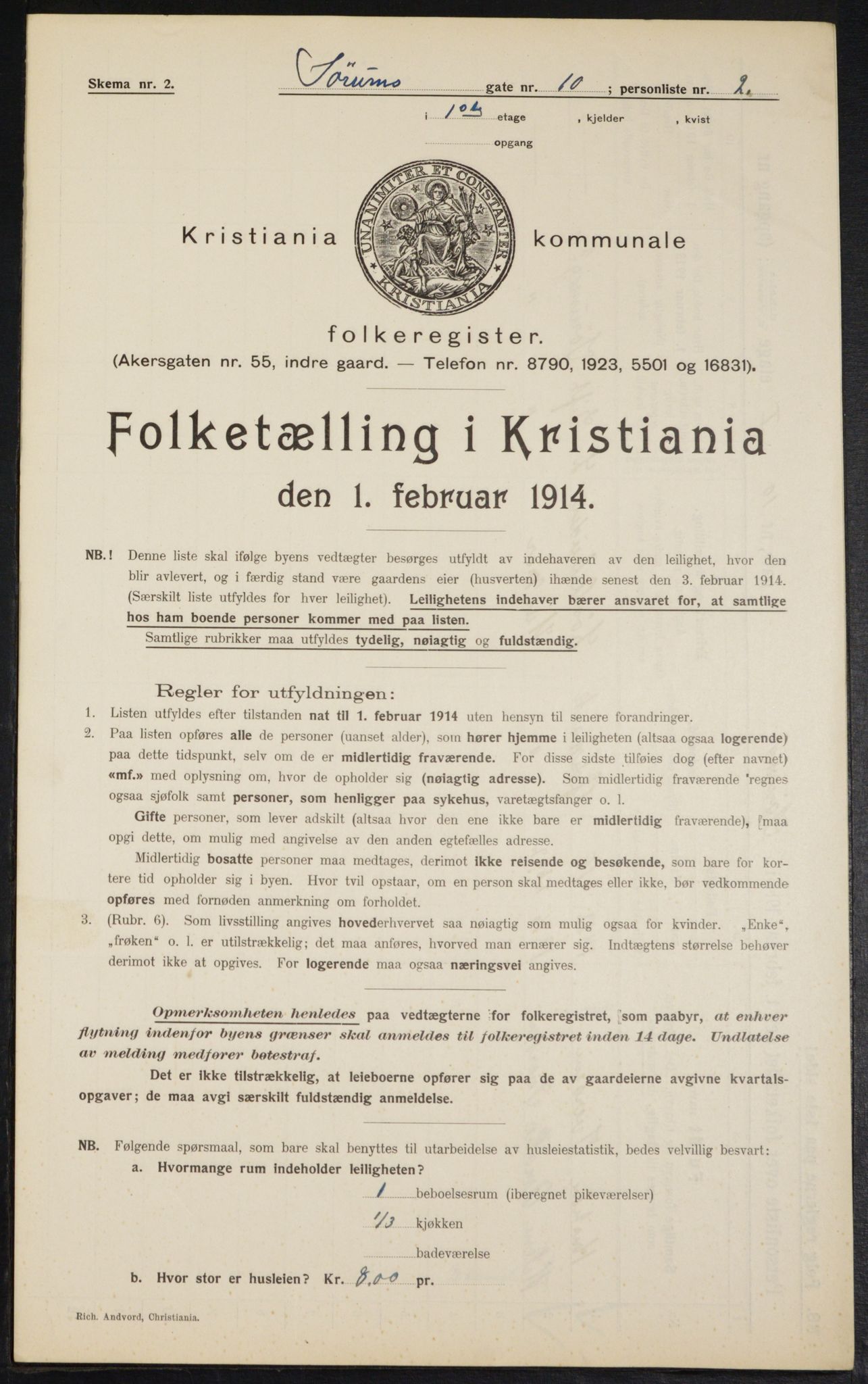 OBA, Kommunal folketelling 1.2.1914 for Kristiania, 1914, s. 107718