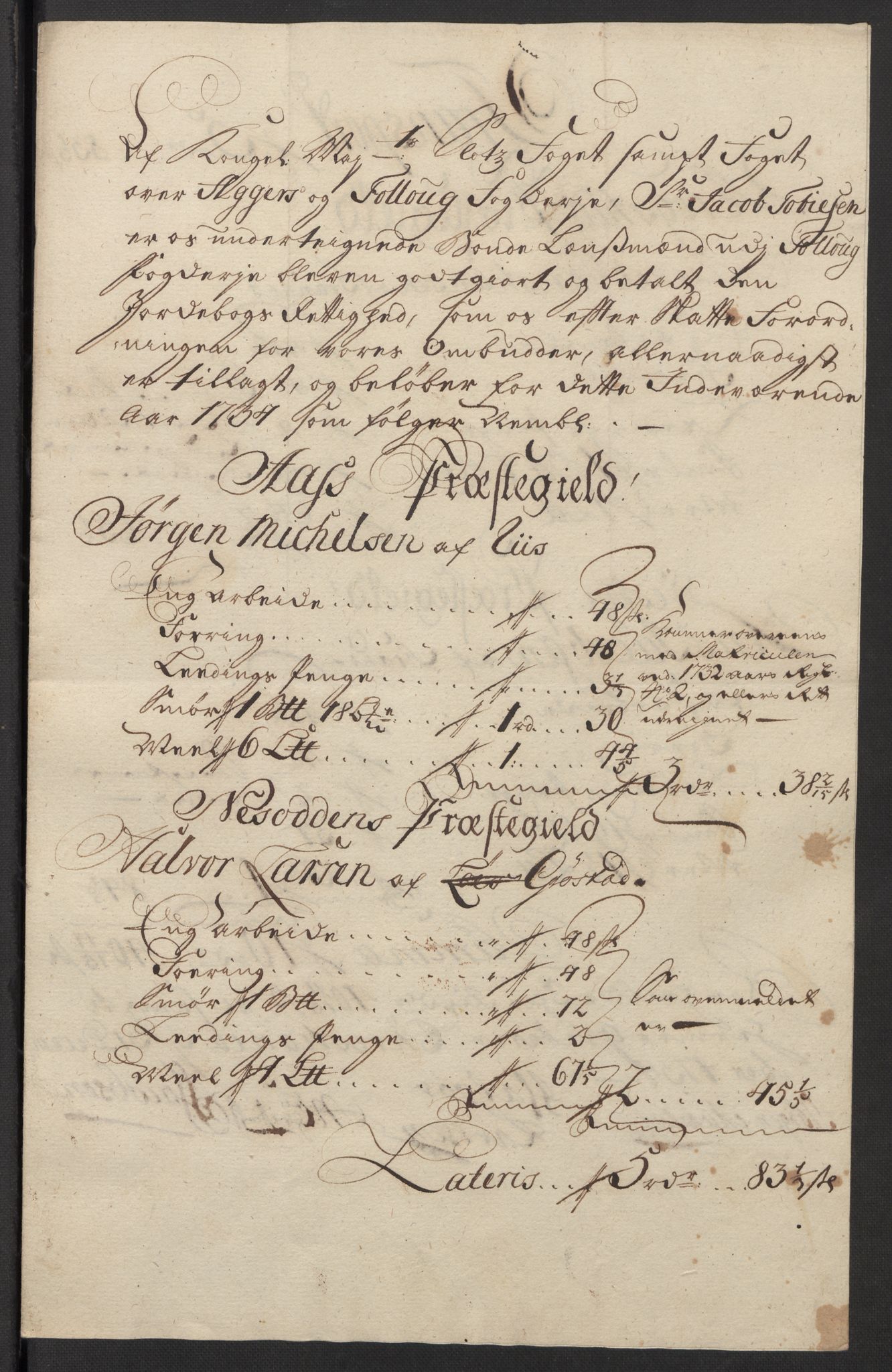 Rentekammeret inntil 1814, Reviderte regnskaper, Fogderegnskap, AV/RA-EA-4092/R10/L0473: Fogderegnskap Aker og Follo, 1734, s. 222