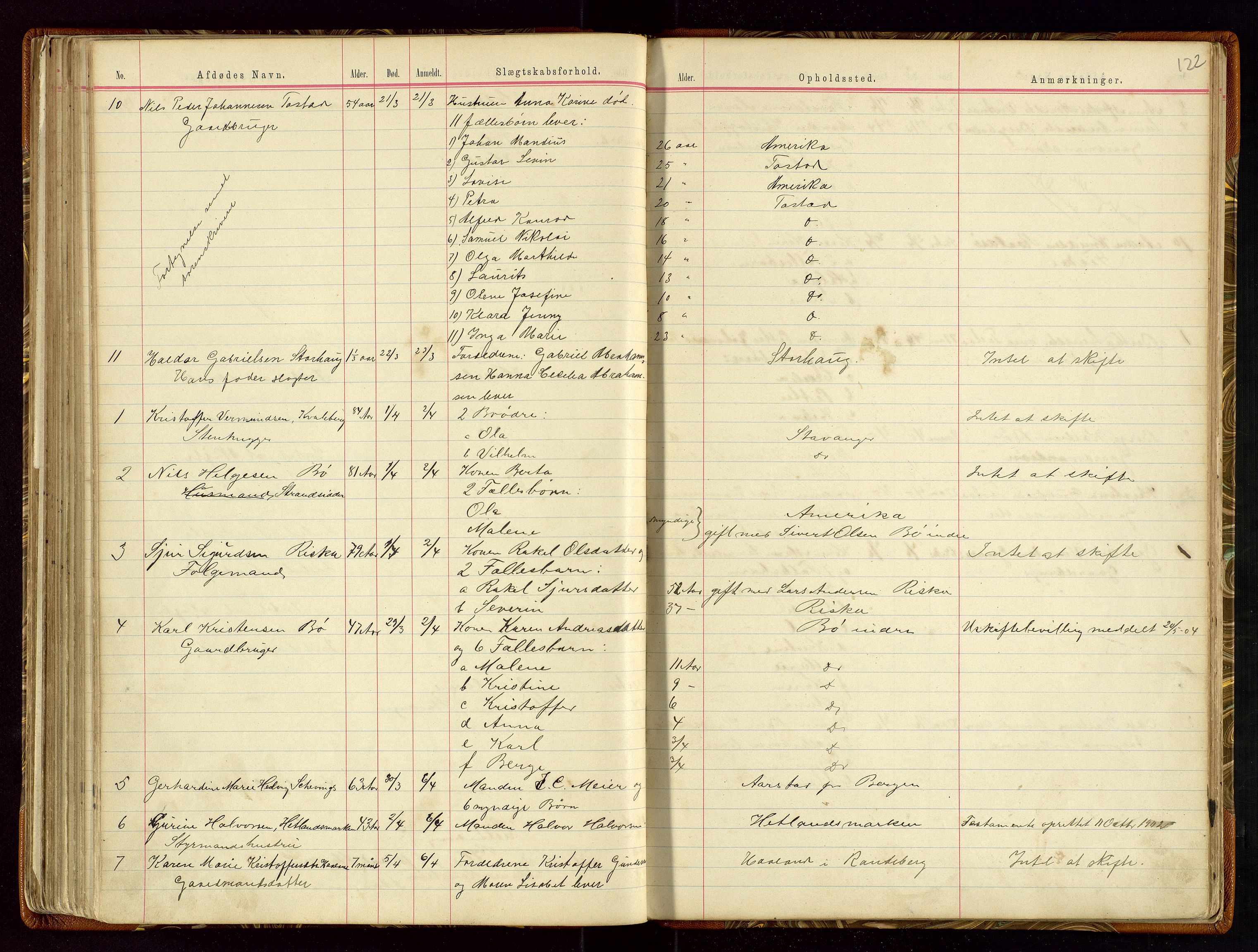 Hetland lensmannskontor, AV/SAST-A-100101/Gga/L0001: Dødsfallprotokoll, 1883-1910, s. 122