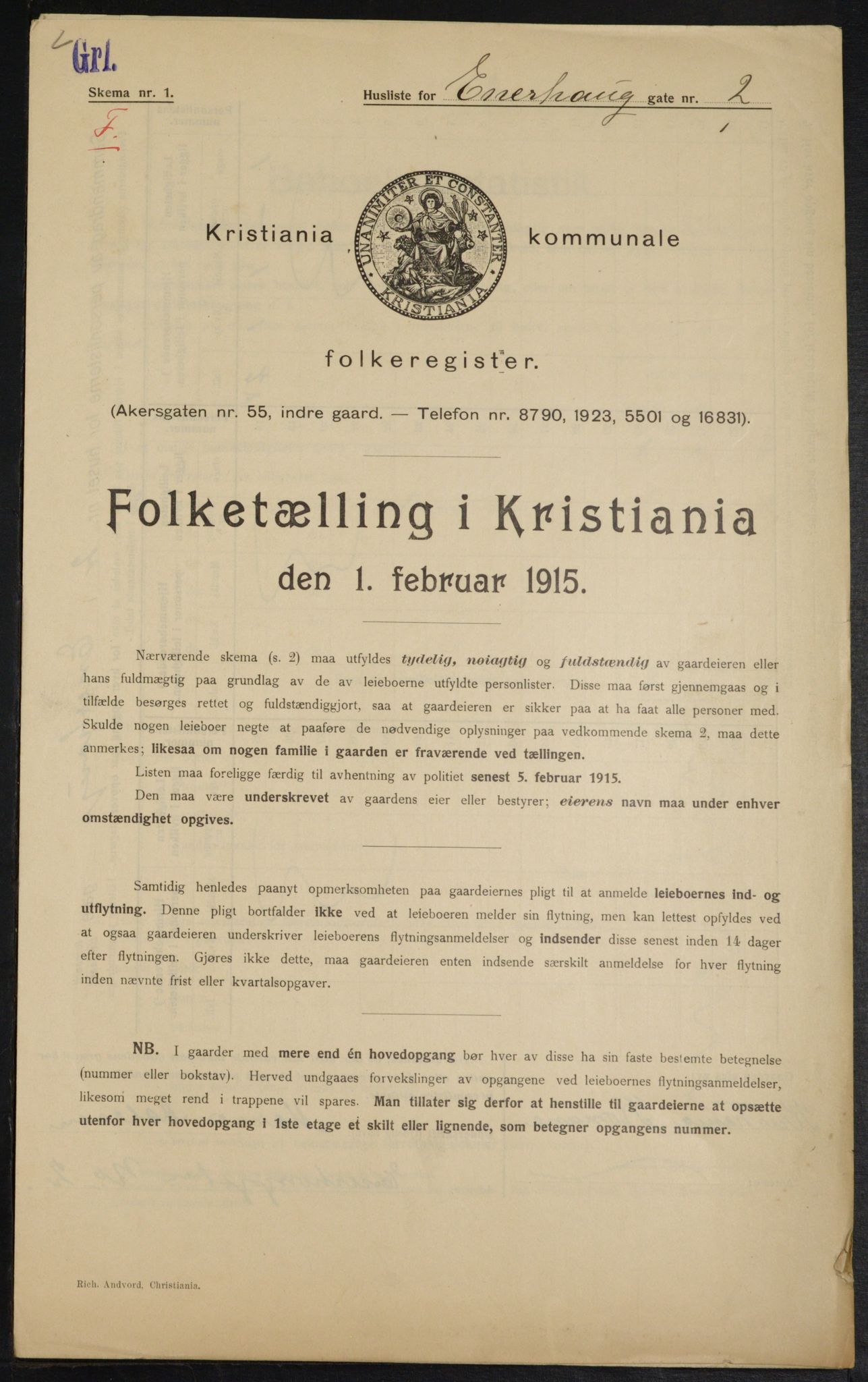 OBA, Kommunal folketelling 1.2.1915 for Kristiania, 1915, s. 21078