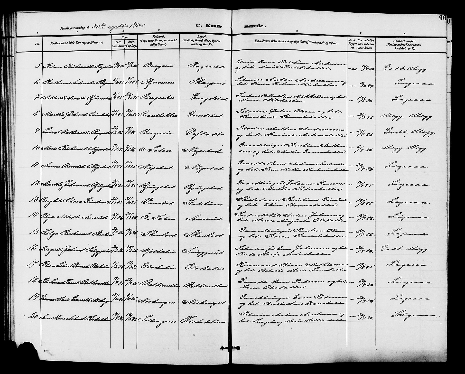 Vardal prestekontor, AV/SAH-PREST-100/H/Ha/Hab/L0011: Klokkerbok nr. 11, 1899-1913, s. 96