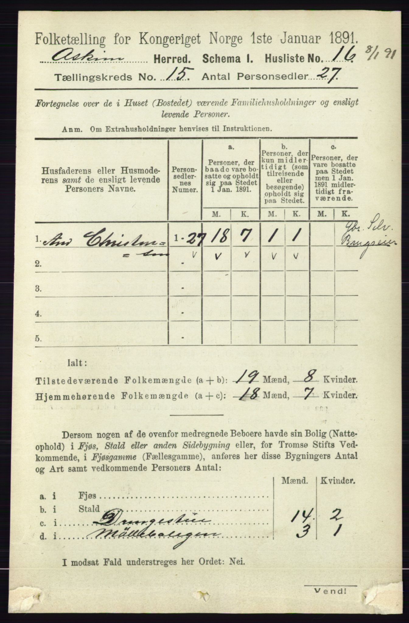 RA, Folketelling 1891 for 0124 Askim herred, 1891, s. 2433