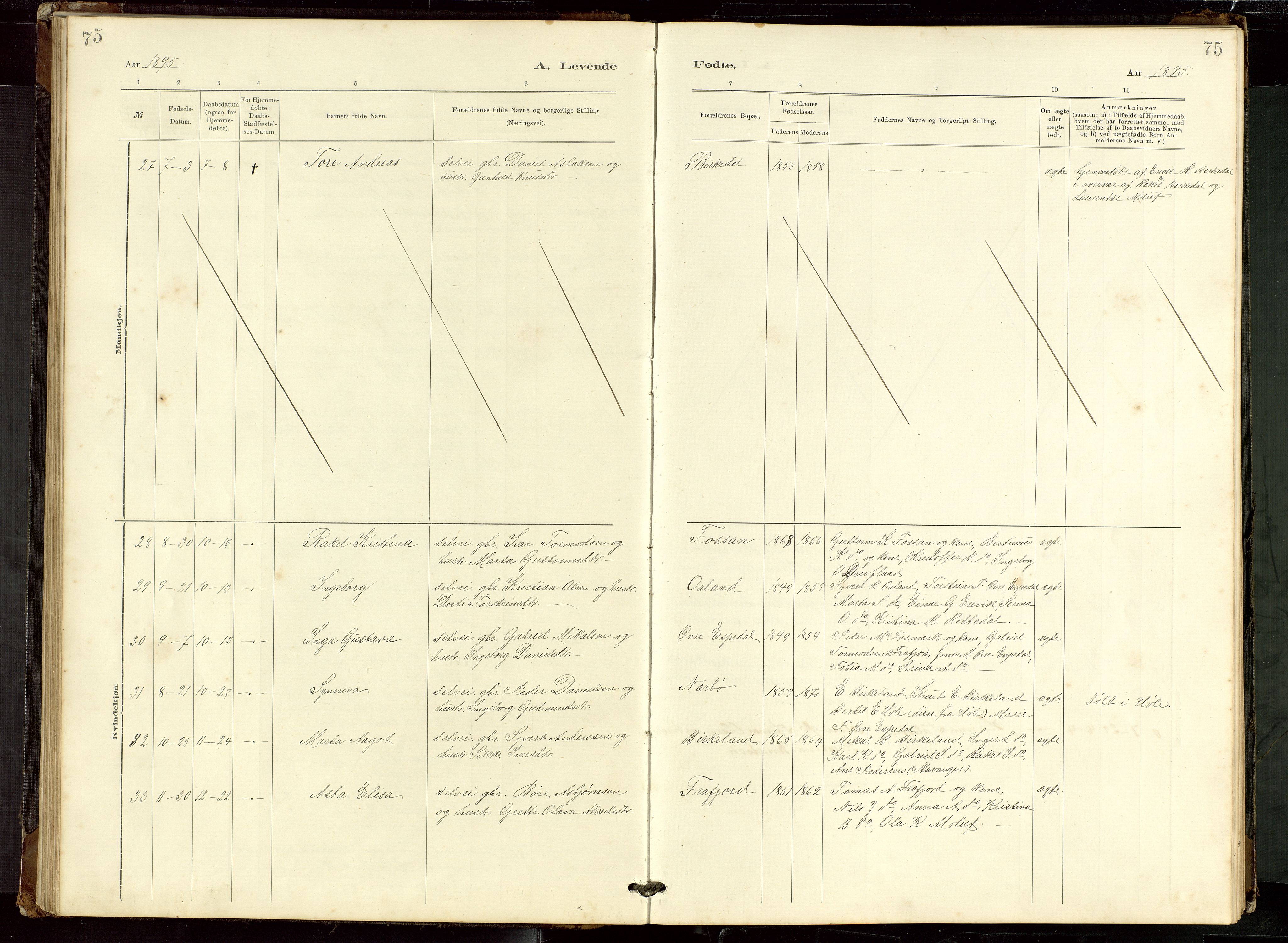 Høgsfjord sokneprestkontor, AV/SAST-A-101624/H/Ha/Hab/L0009: Klokkerbok nr. B 9, 1883-1920, s. 75