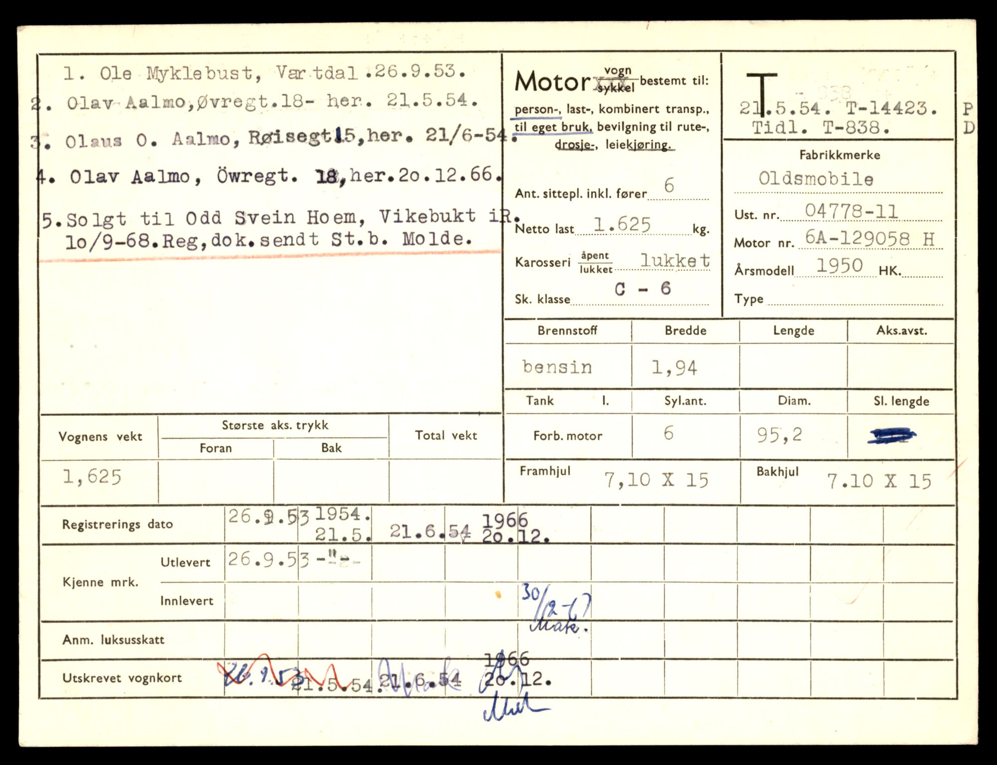 Møre og Romsdal vegkontor - Ålesund trafikkstasjon, AV/SAT-A-4099/F/Fe/L0045: Registreringskort for kjøretøy T 14320 - T 14444, 1927-1998, s. 2629