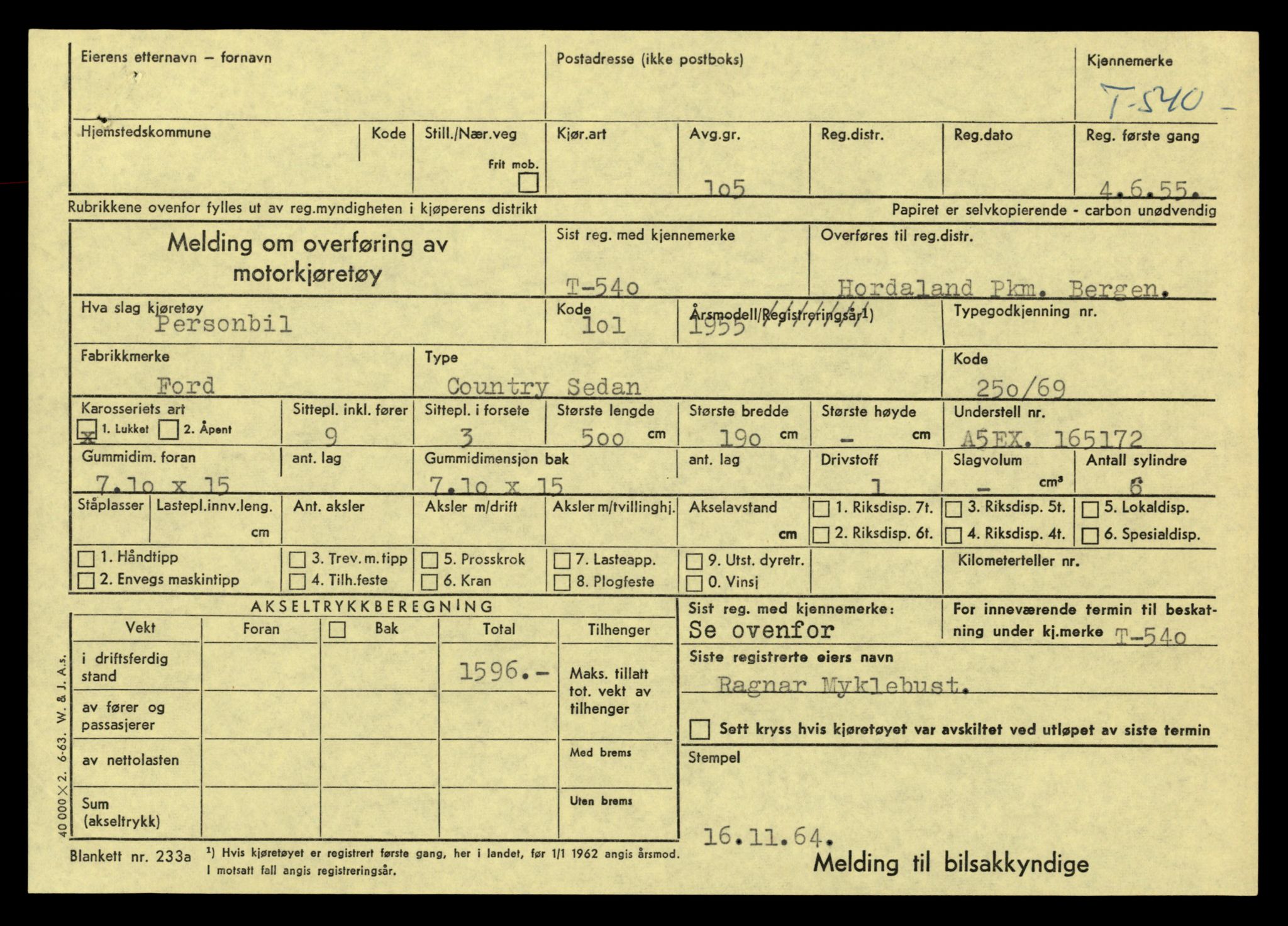 Møre og Romsdal vegkontor - Ålesund trafikkstasjon, AV/SAT-A-4099/F/Fe/L0005: Registreringskort for kjøretøy T 443 - T 546, 1927-1998, s. 253