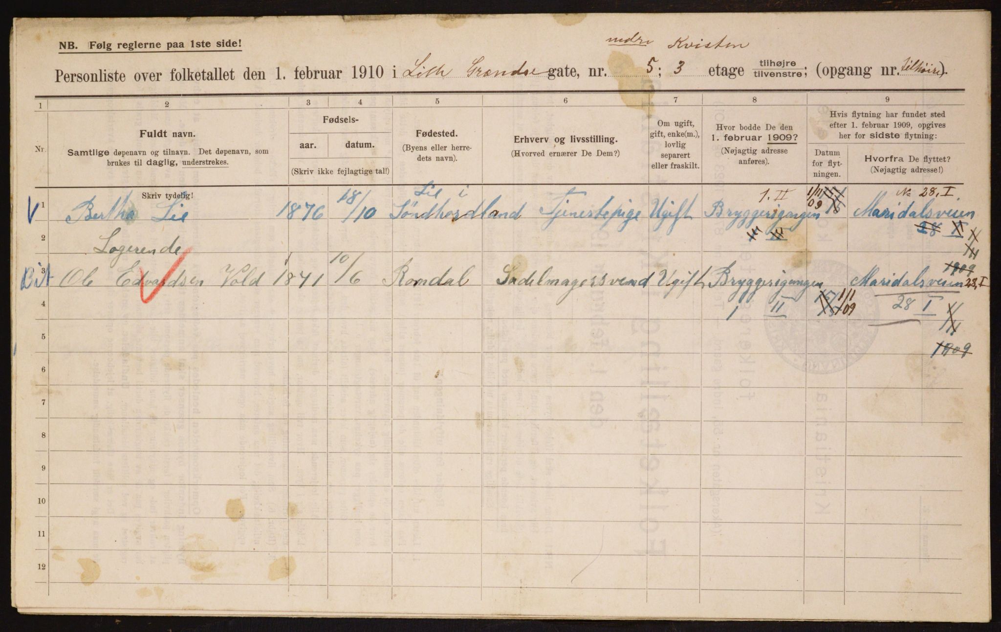 OBA, Kommunal folketelling 1.2.1910 for Kristiania, 1910, s. 55573