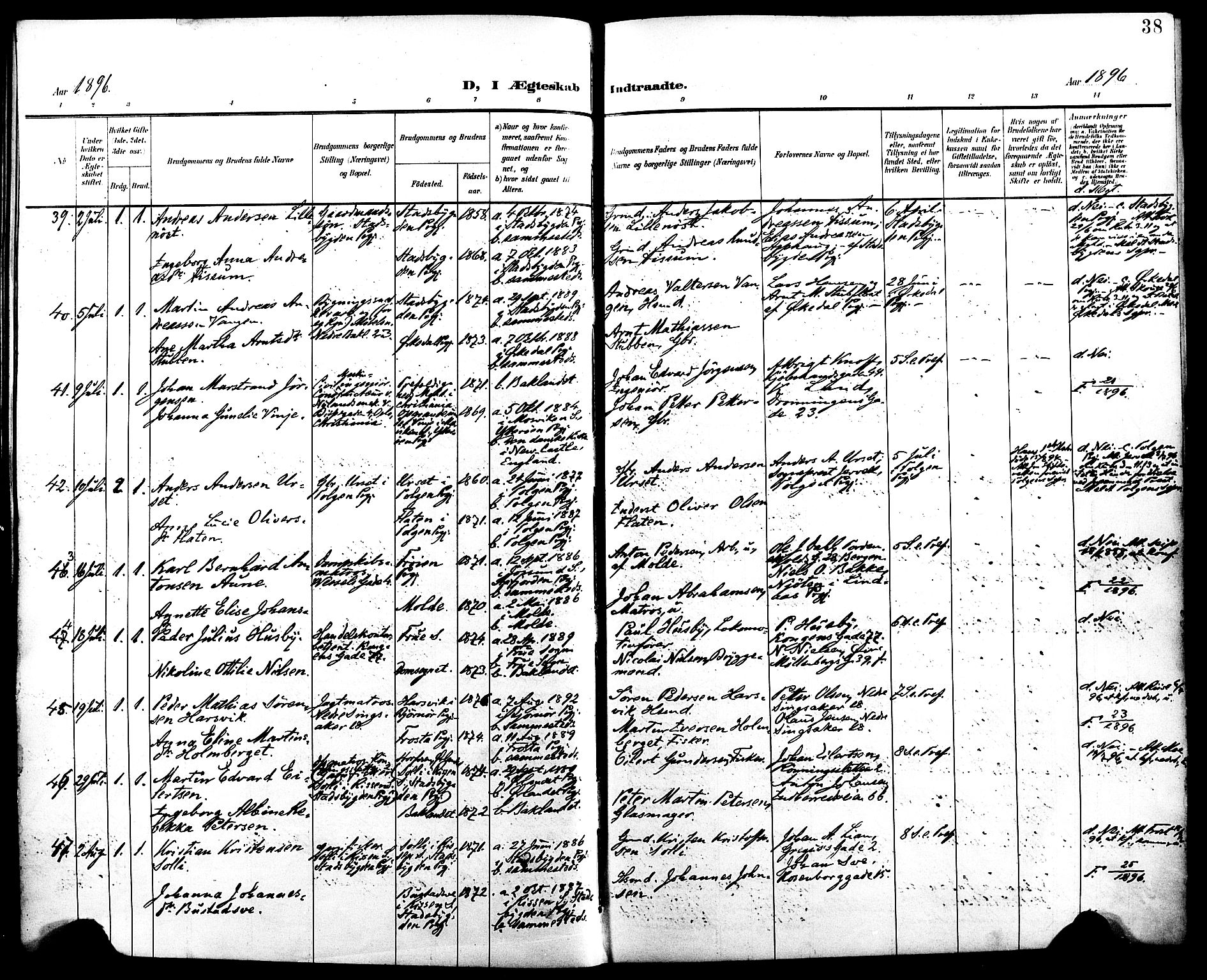 Ministerialprotokoller, klokkerbøker og fødselsregistre - Sør-Trøndelag, AV/SAT-A-1456/604/L0198: Ministerialbok nr. 604A19, 1893-1900, s. 38