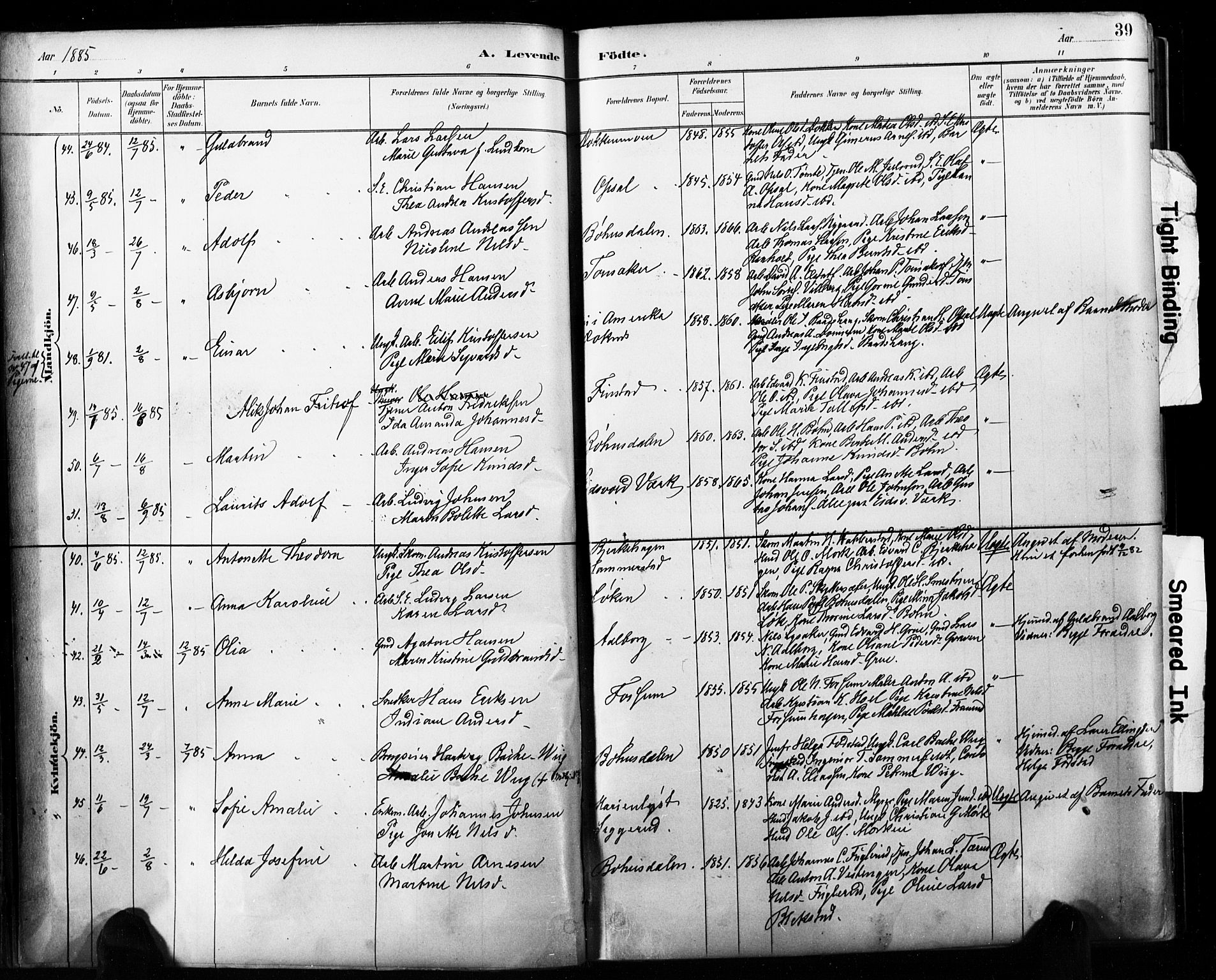 Eidsvoll prestekontor Kirkebøker, AV/SAO-A-10888/F/Fa/L0002: Ministerialbok nr. I 2, 1882-1895, s. 39