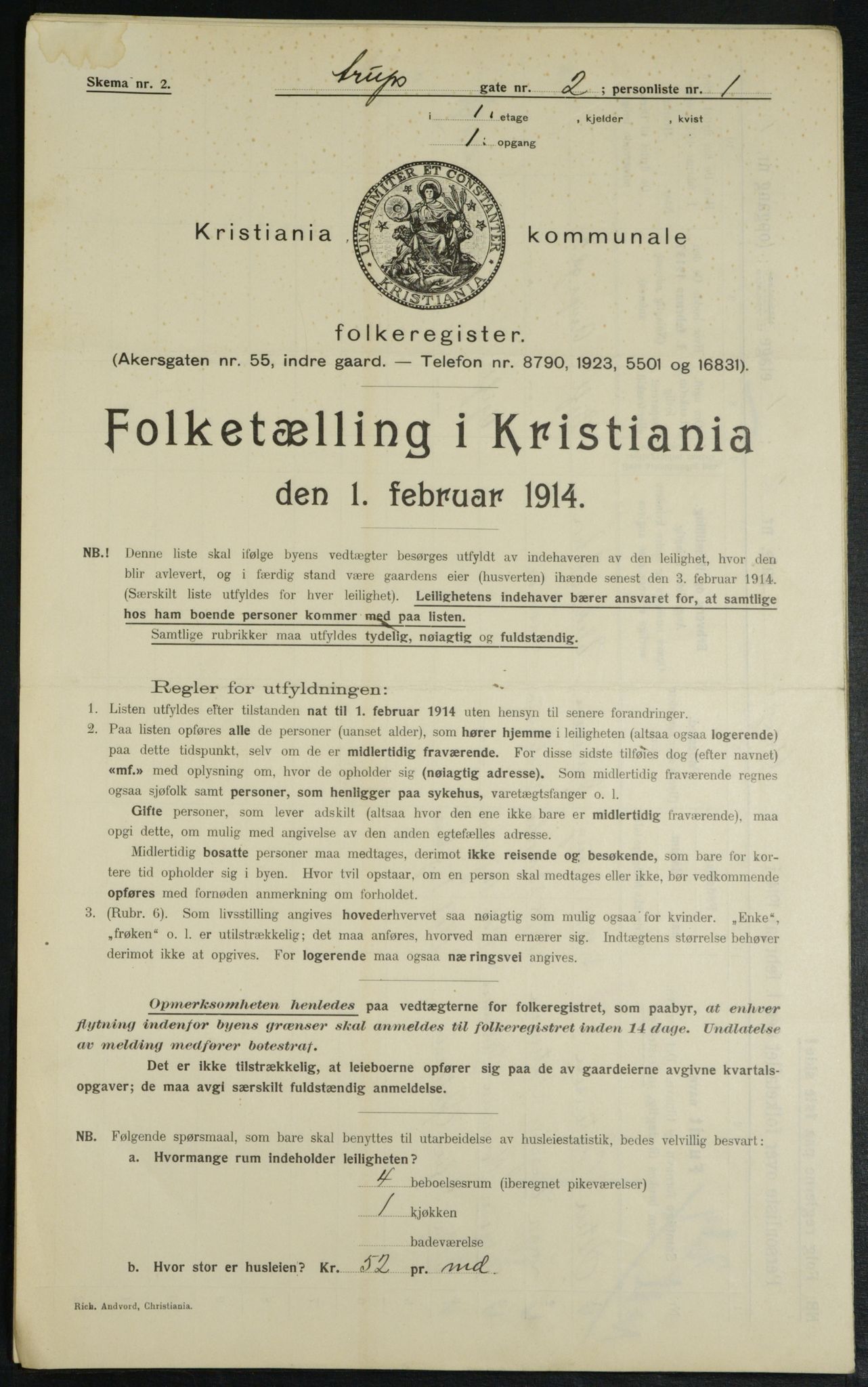 OBA, Kommunal folketelling 1.2.1914 for Kristiania, 1914, s. 2173