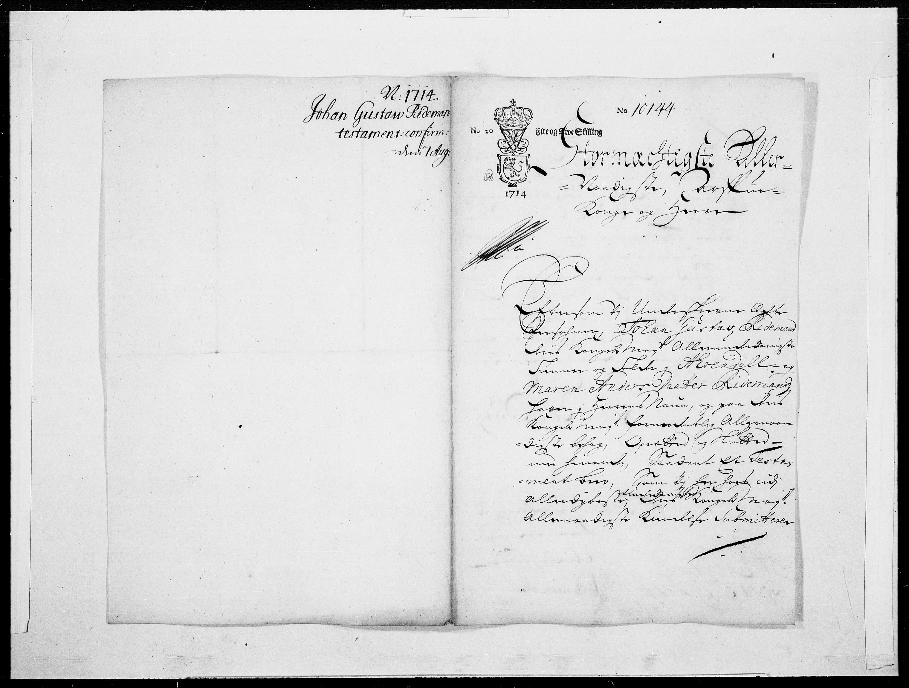 Danske Kanselli 1572-1799, AV/RA-EA-3023/F/Fc/Fcc/Fcca/L0075: Norske innlegg 1572-1799, 1714, s. 115