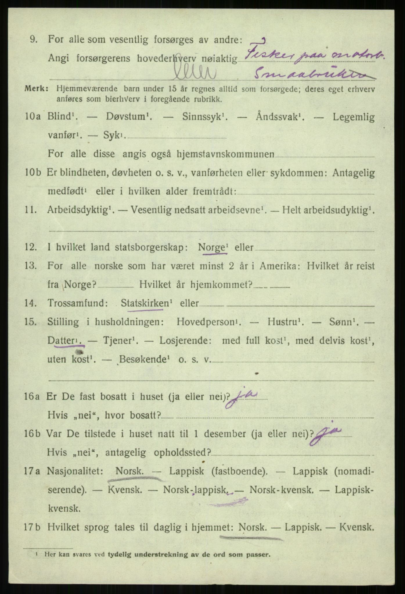 SATØ, Folketelling 1920 for 1928 Torsken herred, 1920, s. 2926