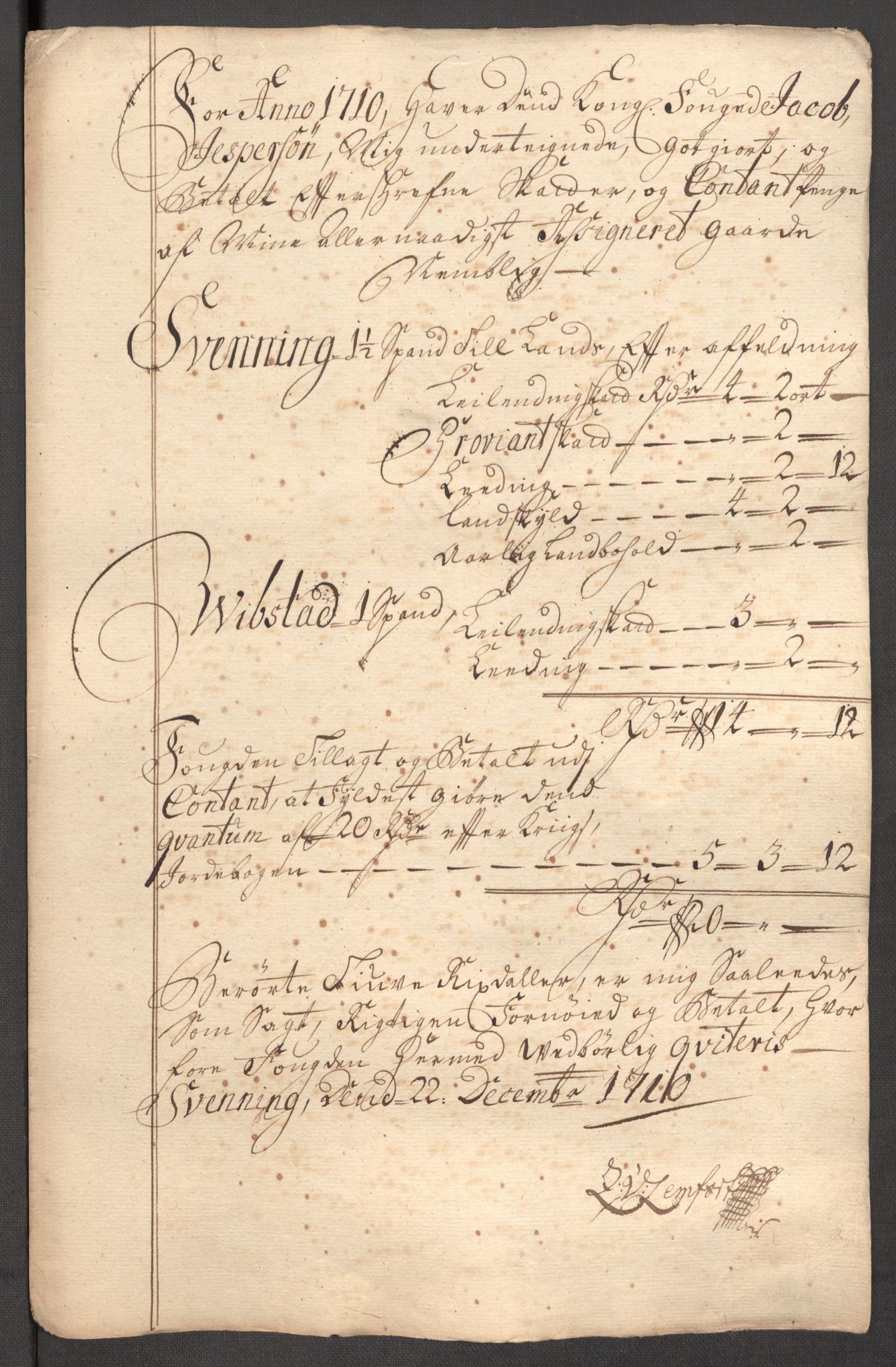 Rentekammeret inntil 1814, Reviderte regnskaper, Fogderegnskap, RA/EA-4092/R64/L4431: Fogderegnskap Namdal, 1709-1710, s. 425