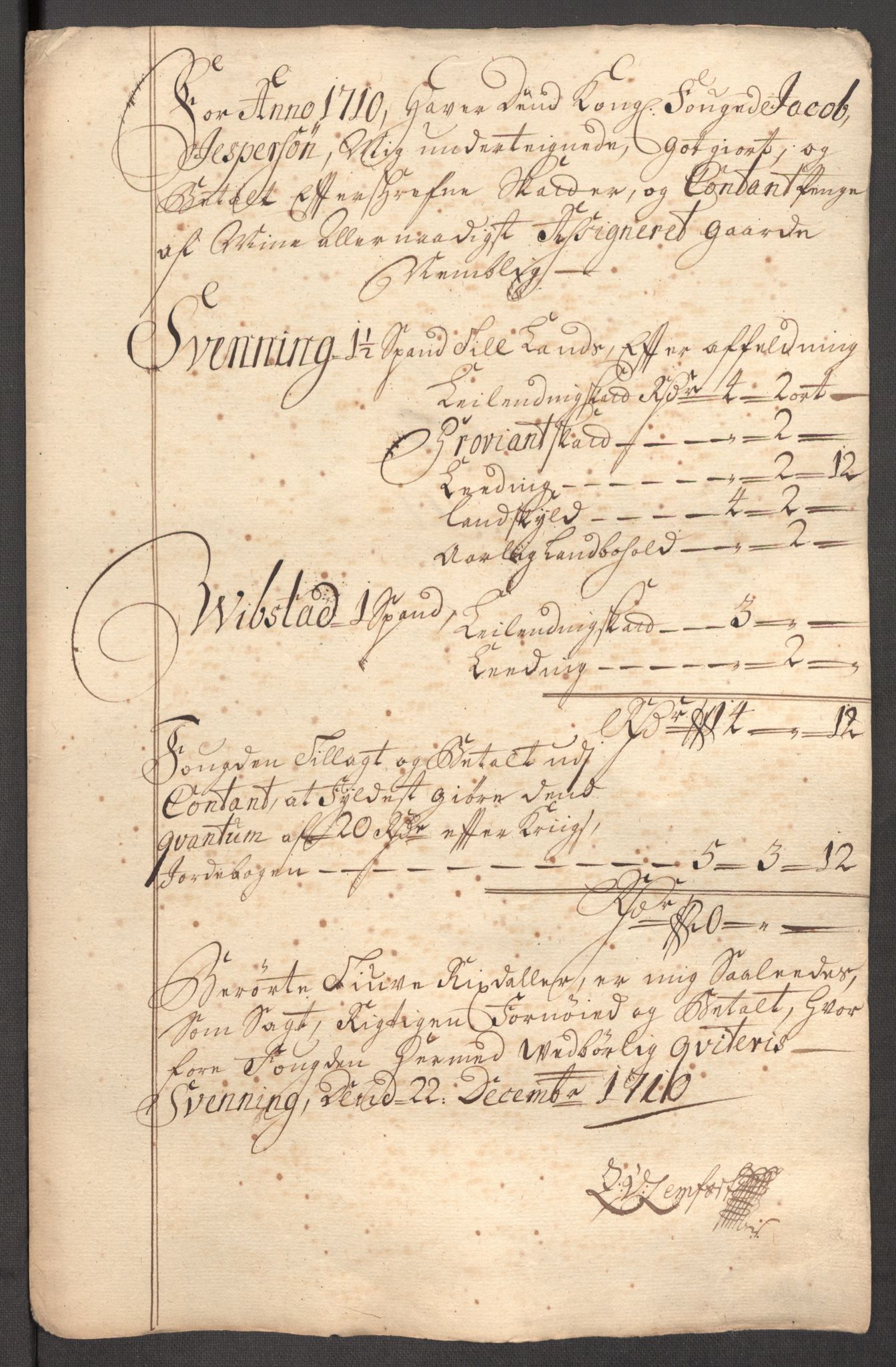 Rentekammeret inntil 1814, Reviderte regnskaper, Fogderegnskap, AV/RA-EA-4092/R64/L4431: Fogderegnskap Namdal, 1709-1710, s. 425