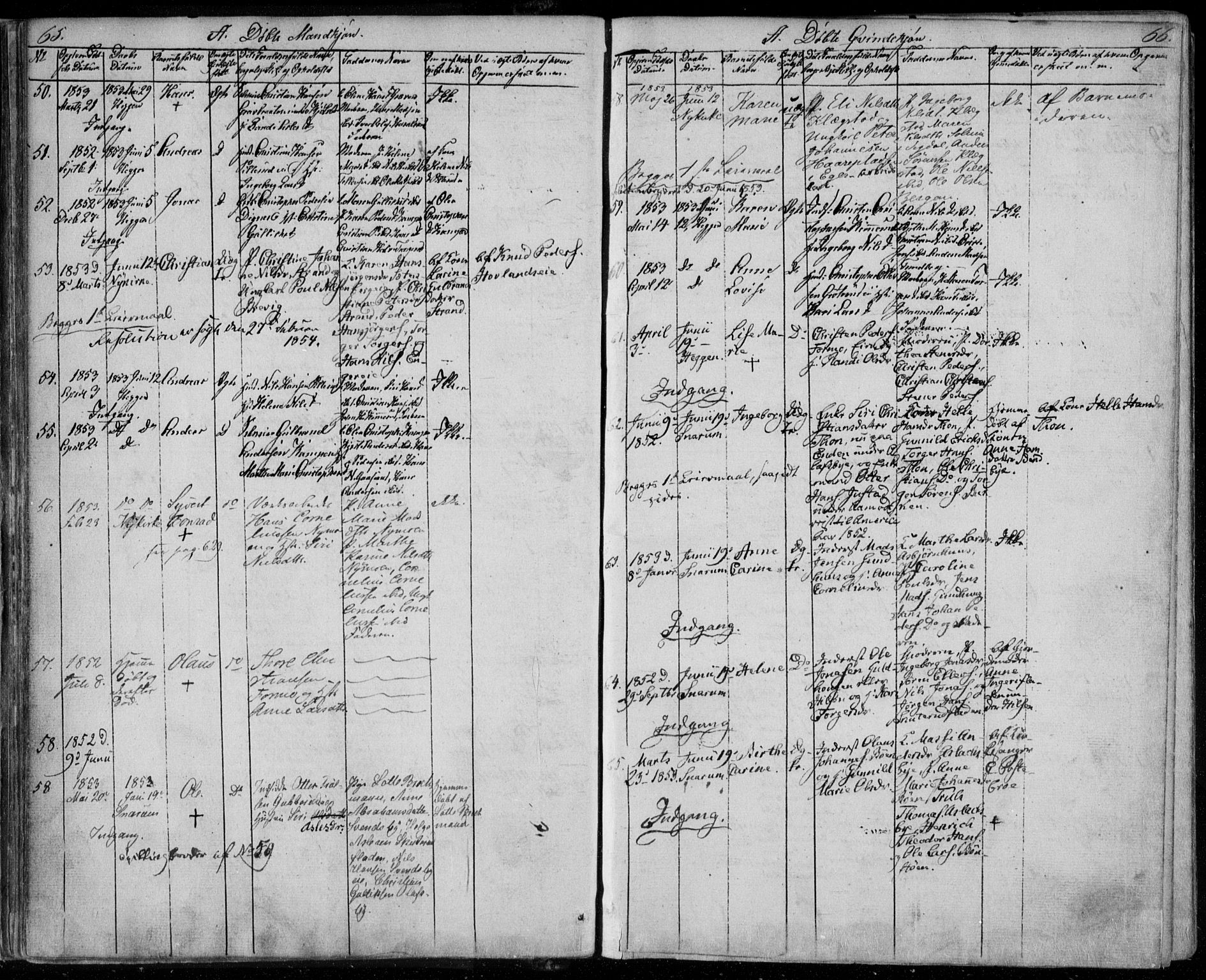 Modum kirkebøker, AV/SAKO-A-234/F/Fa/L0008: Ministerialbok nr. 8, 1851-1859, s. 65-66
