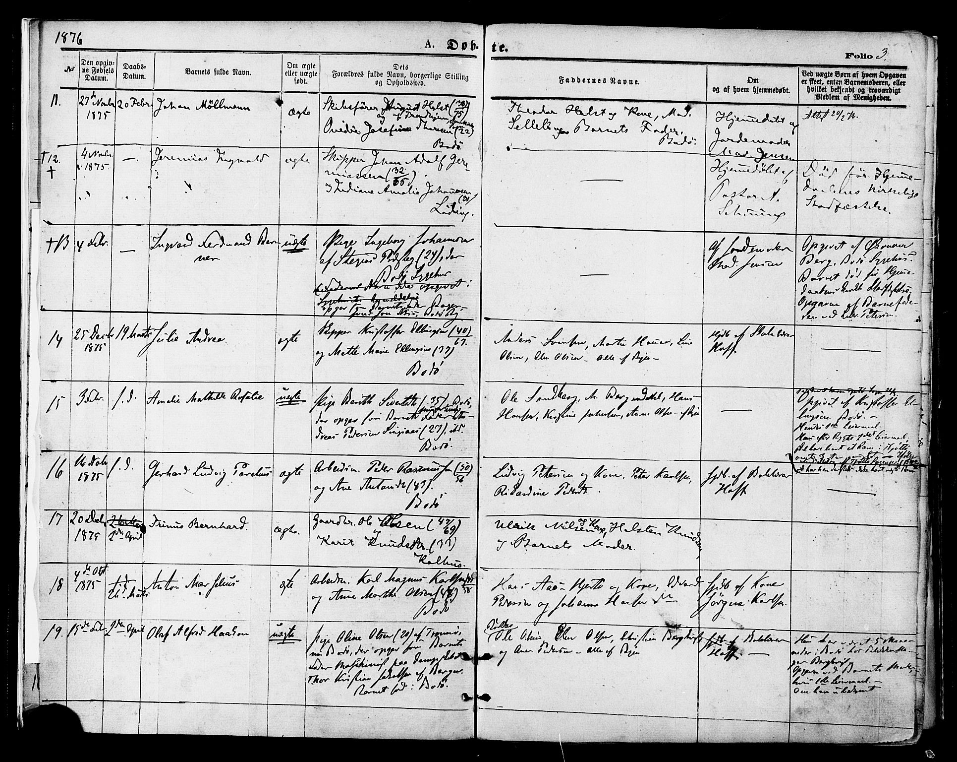 Ministerialprotokoller, klokkerbøker og fødselsregistre - Nordland, AV/SAT-A-1459/801/L0009: Ministerialbok nr. 801A09, 1876-1883, s. 3