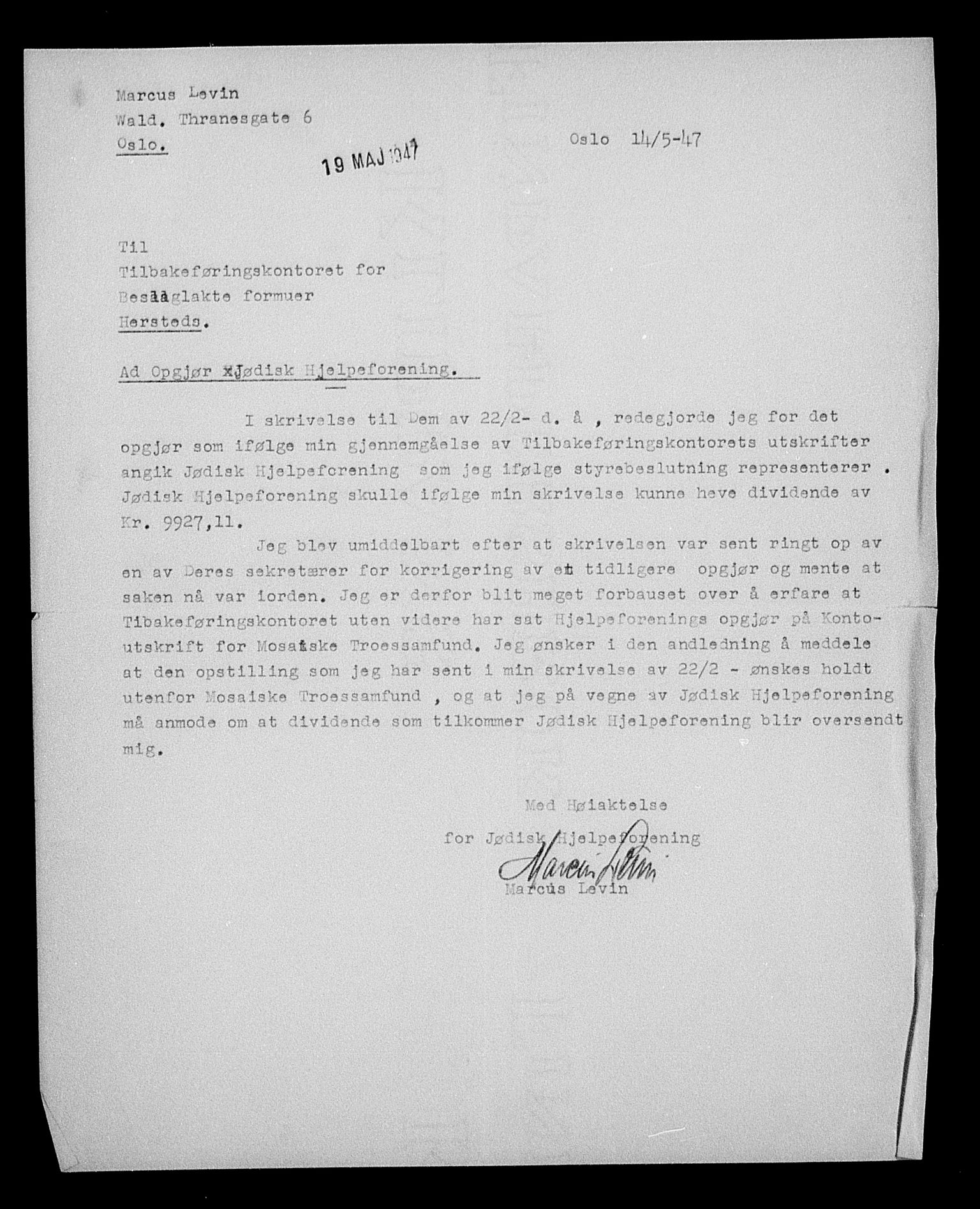 Justisdepartementet, Tilbakeføringskontoret for inndratte formuer, AV/RA-S-1564/H/Hc/Hcc/L0930: --, 1945-1947, s. 91