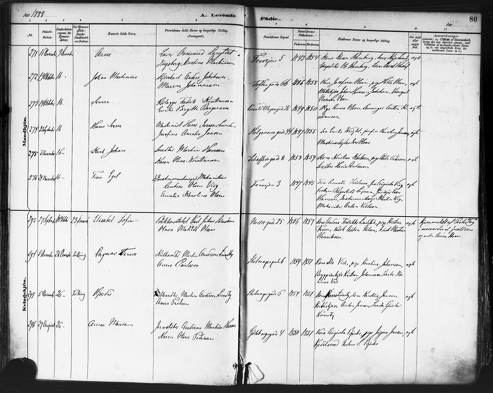 Paulus prestekontor Kirkebøker, AV/SAO-A-10871/F/Fa/L0013: Ministerialbok nr. 13, 1887-1894, s. 80