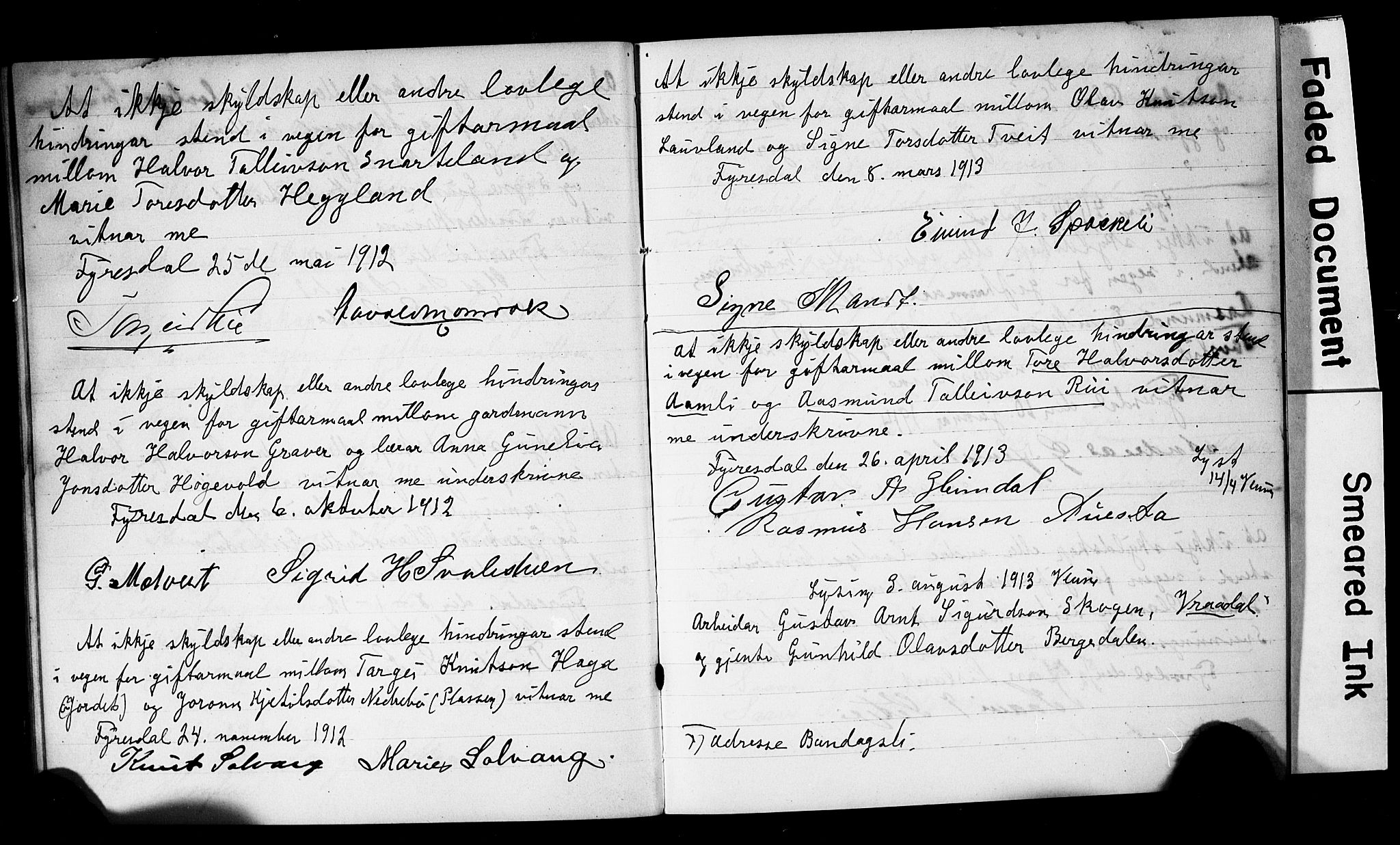 Fyresdal kirkebøker, SAKO/A-263/H/Hb/L0002: Forlovererklæringer nr. 2, 1897-1918
