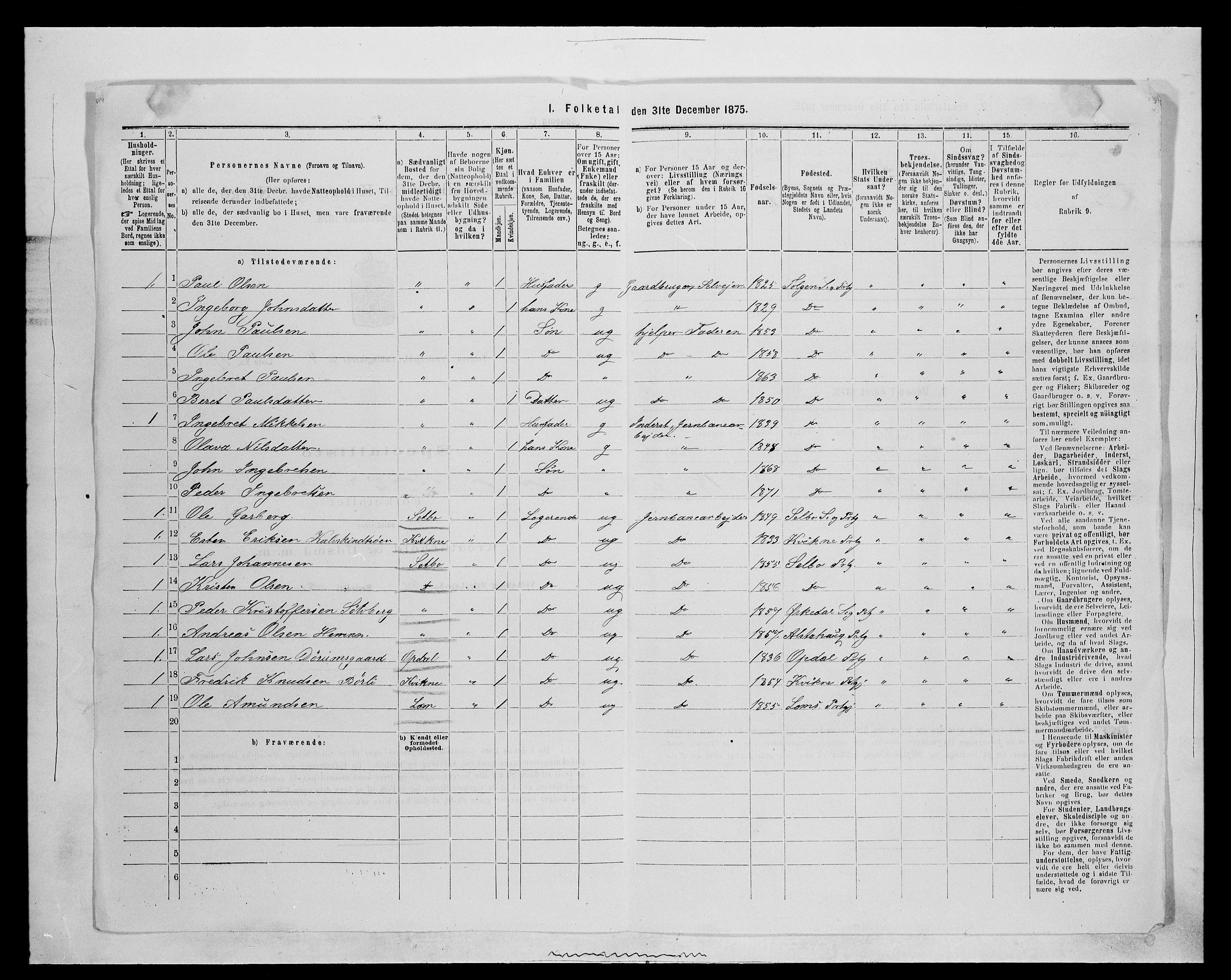 SAH, Folketelling 1875 for 0436P Tolga prestegjeld, 1875, s. 577