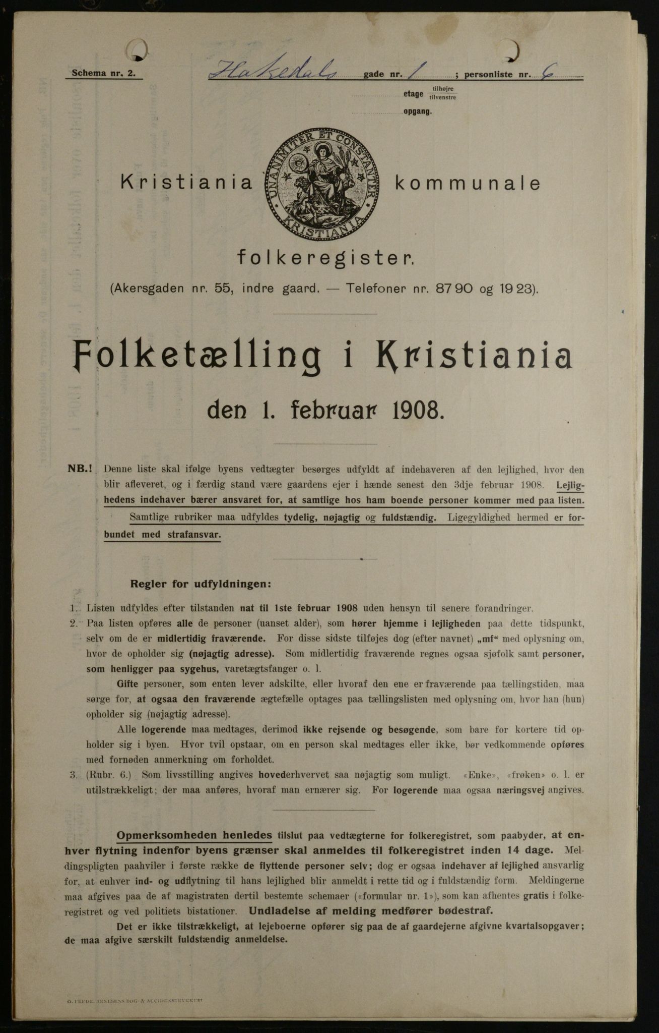 OBA, Kommunal folketelling 1.2.1908 for Kristiania kjøpstad, 1908, s. 30727