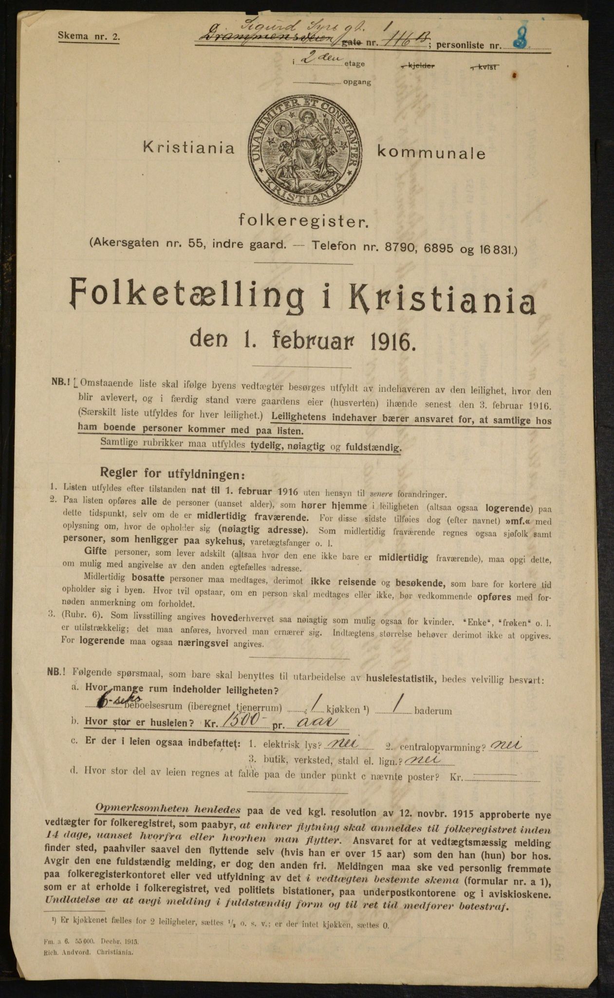 OBA, Kommunal folketelling 1.2.1916 for Kristiania, 1916, s. 97526