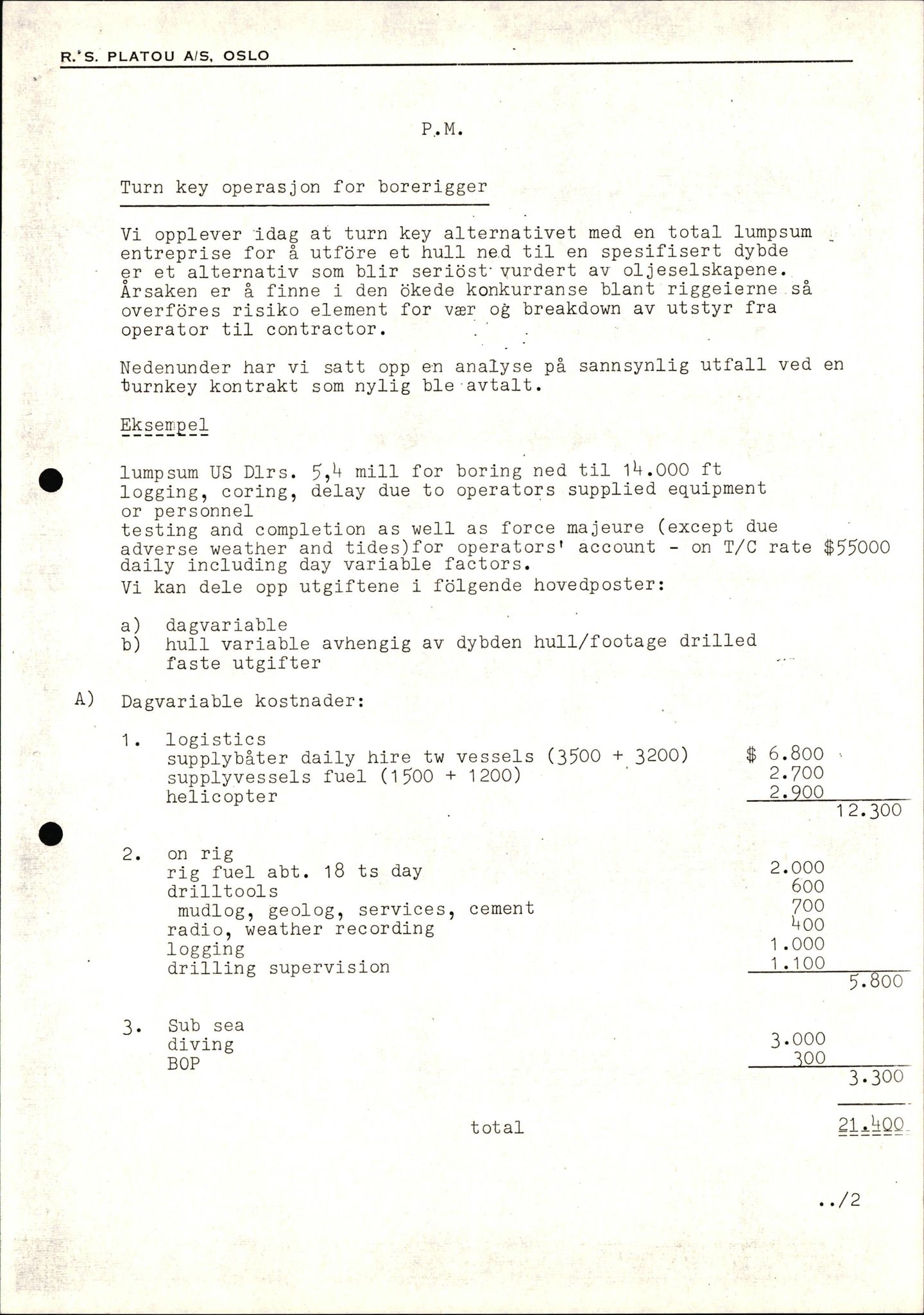 Pa 1503 - Stavanger Drilling AS, AV/SAST-A-101906/2/E/Ea/Eaa/L0003: Sak og korrespondanse, 1974-1984