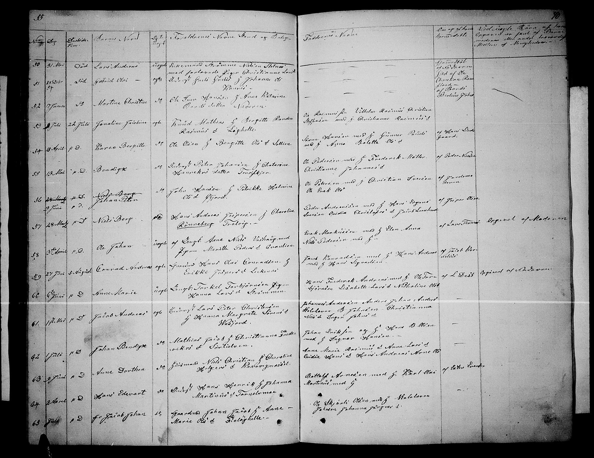 Lenvik sokneprestembete, AV/SATØ-S-1310/H/Ha/Hab/L0003klokker: Klokkerbok nr. 3, 1844-1858, s. 70
