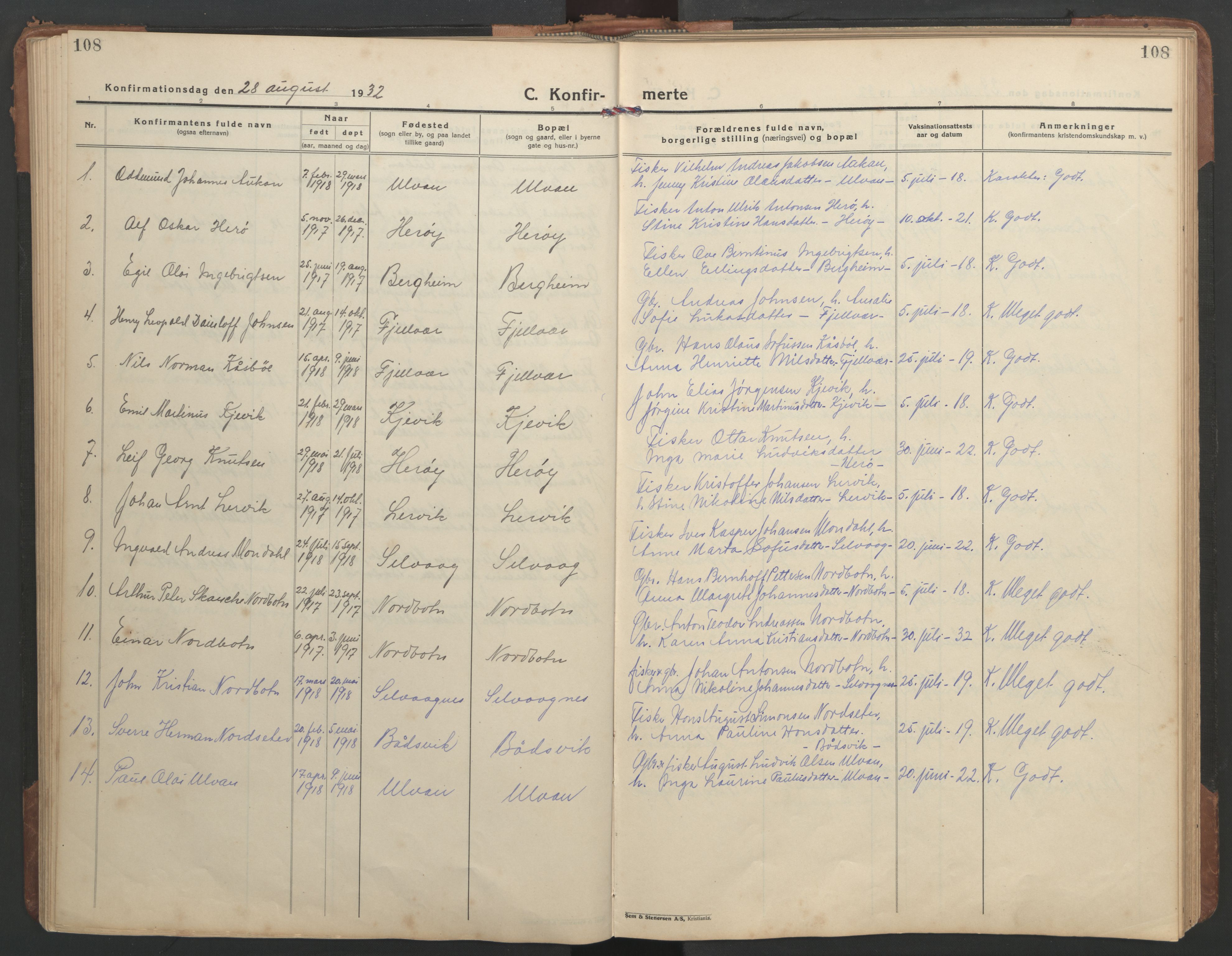 Ministerialprotokoller, klokkerbøker og fødselsregistre - Sør-Trøndelag, AV/SAT-A-1456/638/L0569: Klokkerbok nr. 638C01, 1923-1961, s. 108