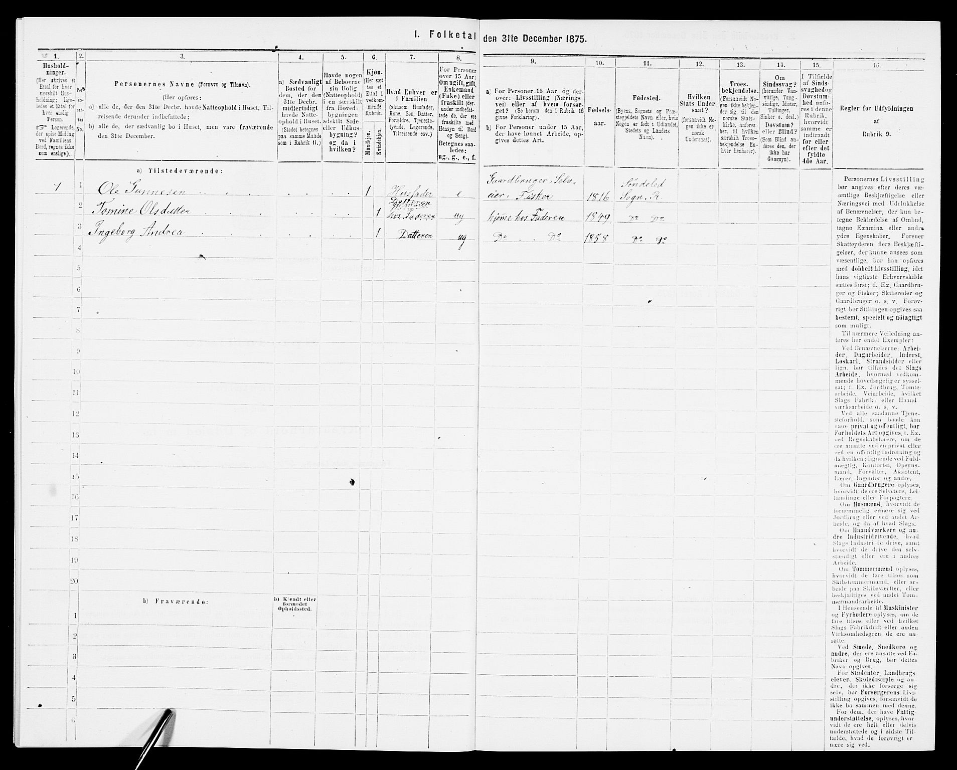 SAK, Folketelling 1875 for 0913L Risør prestegjeld, Søndeled sokn, 1875, s. 63