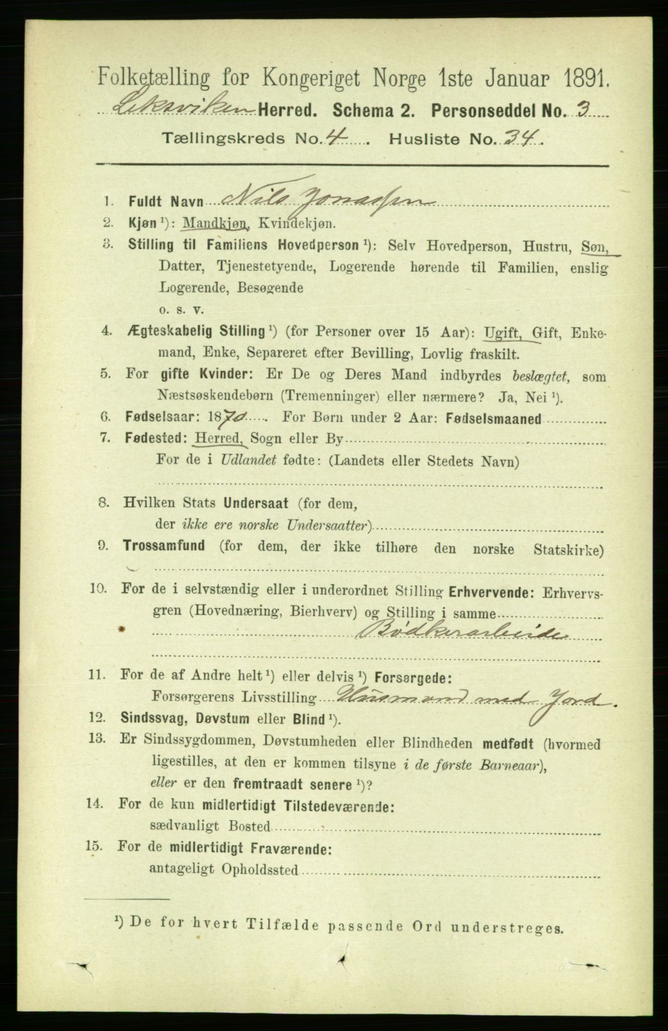 RA, Folketelling 1891 for 1718 Leksvik herred, 1891, s. 2119