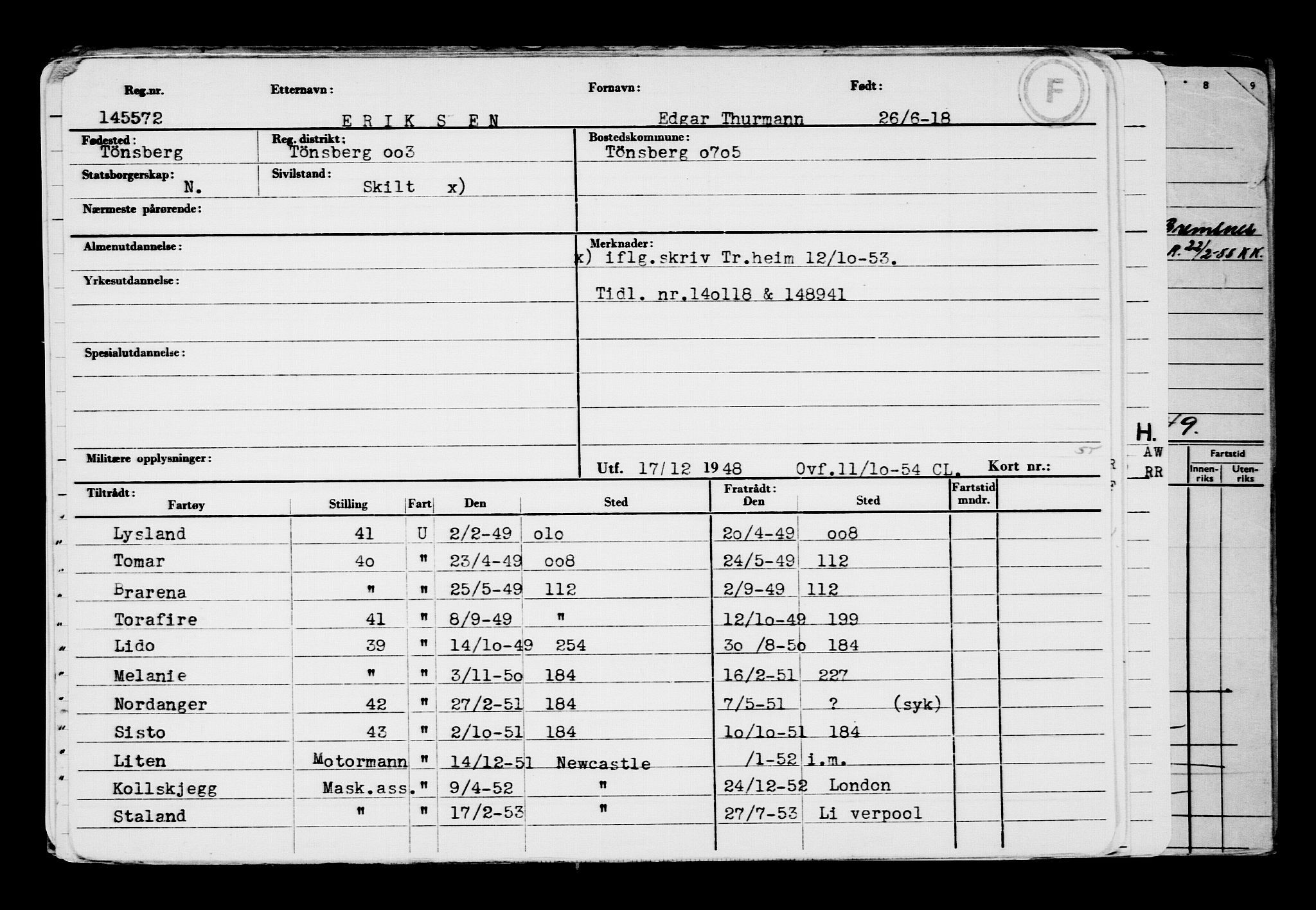 Direktoratet for sjømenn, RA/S-3545/G/Gb/L0159: Hovedkort, 1918, s. 593