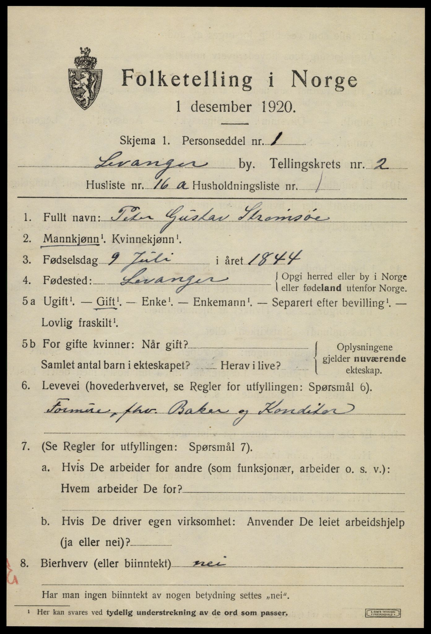 SAT, Folketelling 1920 for 1701 Levanger kjøpstad, 1920, s. 3060