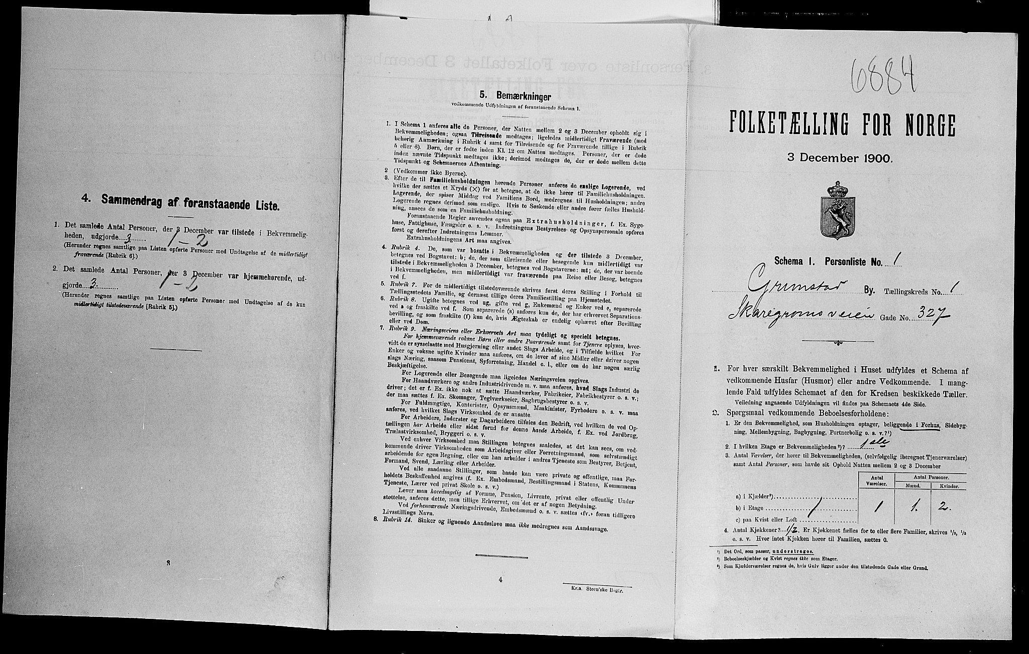 SAK, Folketelling 1900 for 0904 Grimstad kjøpstad, 1900, s. 378