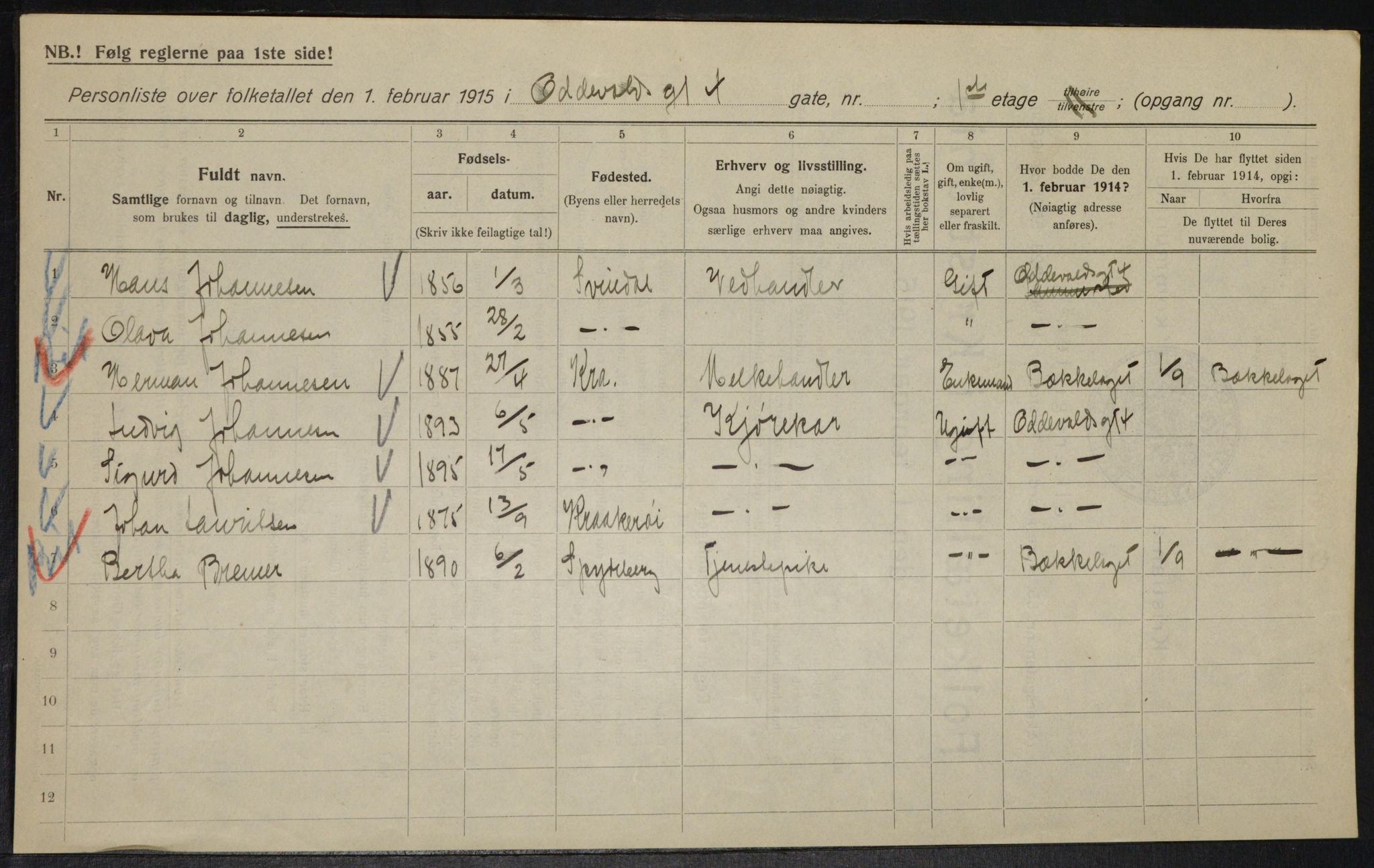 OBA, Kommunal folketelling 1.2.1915 for Kristiania, 1915, s. 73861