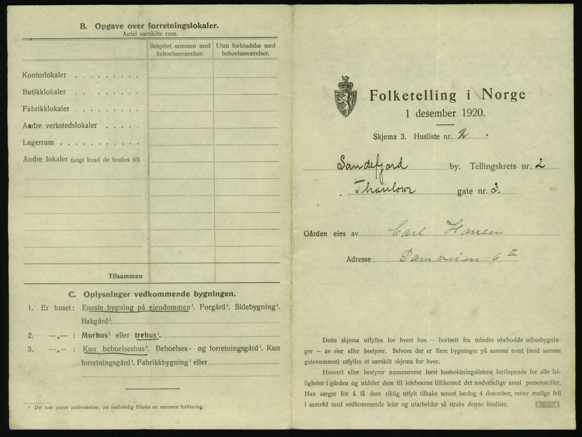 SAKO, Folketelling 1920 for 0706 Sandefjord kjøpstad, 1920, s. 200