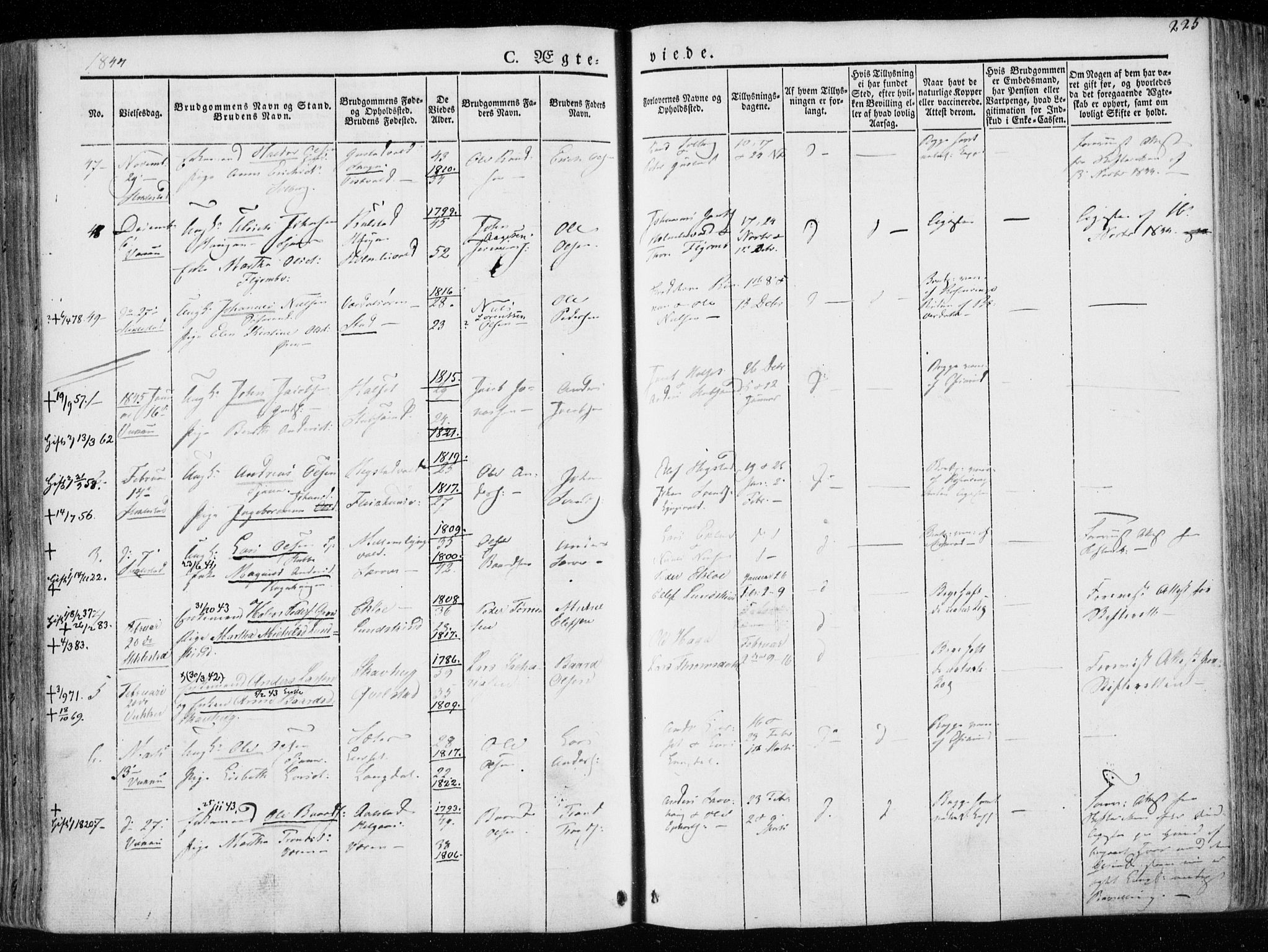 Ministerialprotokoller, klokkerbøker og fødselsregistre - Nord-Trøndelag, SAT/A-1458/723/L0239: Ministerialbok nr. 723A08, 1841-1851, s. 225