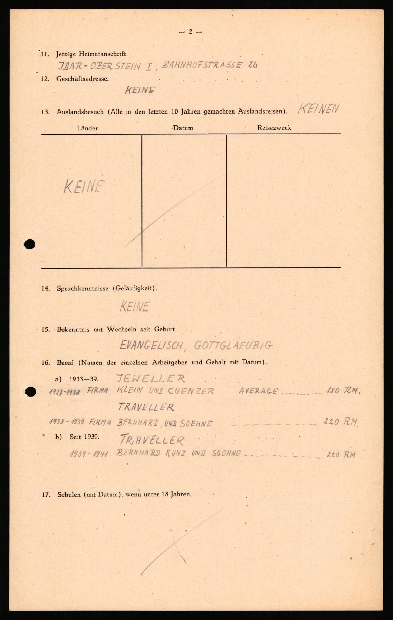 Forsvaret, Forsvarets overkommando II, AV/RA-RAFA-3915/D/Db/L0018: CI Questionaires. Tyske okkupasjonsstyrker i Norge. Tyskere., 1945-1946, s. 186