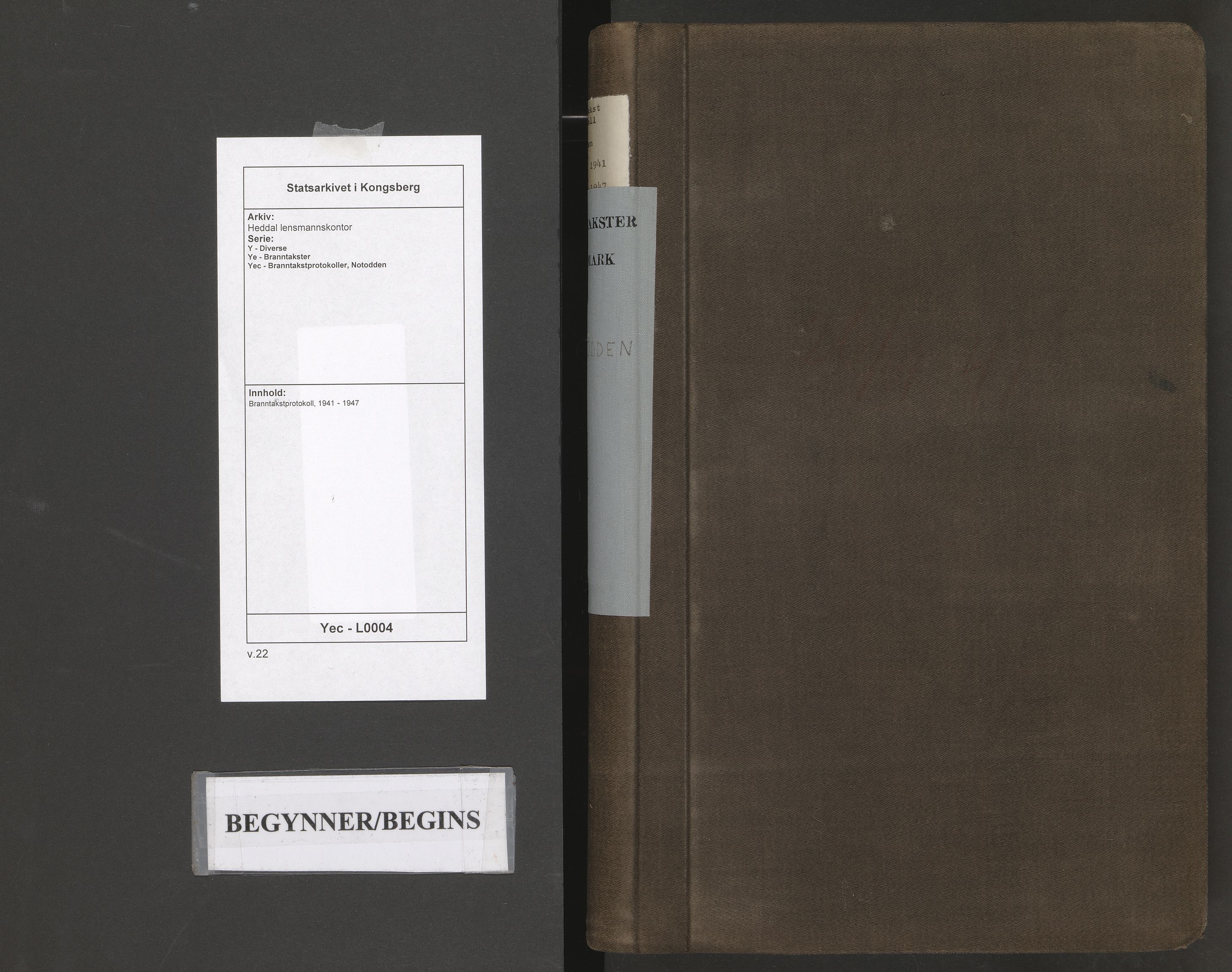 Heddal lensmannskontor, SAKO/A-558/Y/Ye/Yec/L0004: Branntakstprotokoll, 1941-1947