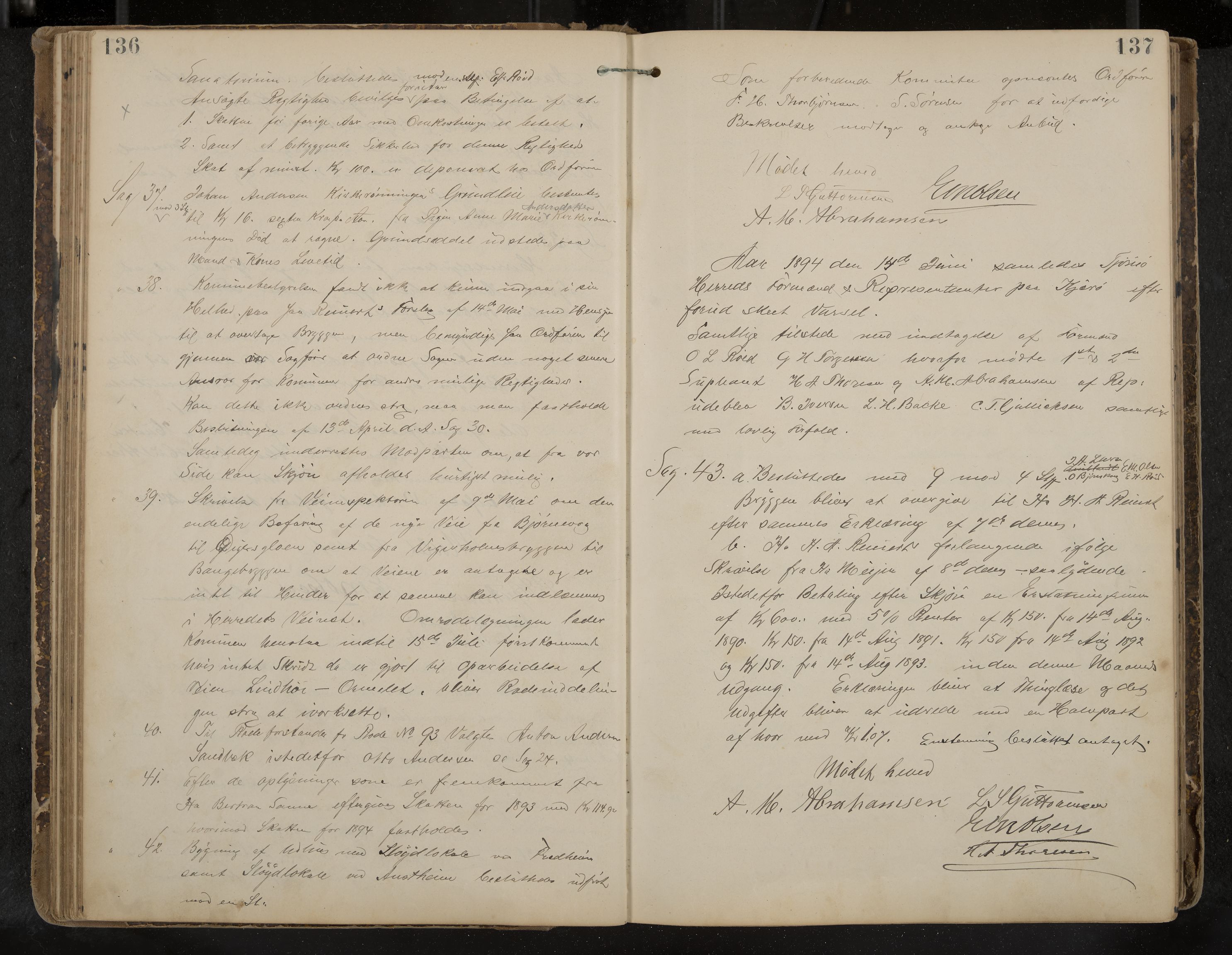 Tjøme formannskap og sentraladministrasjon, IKAK/0723021-1/A/L0003: Møtebok, 1886-1915, s. 136-137