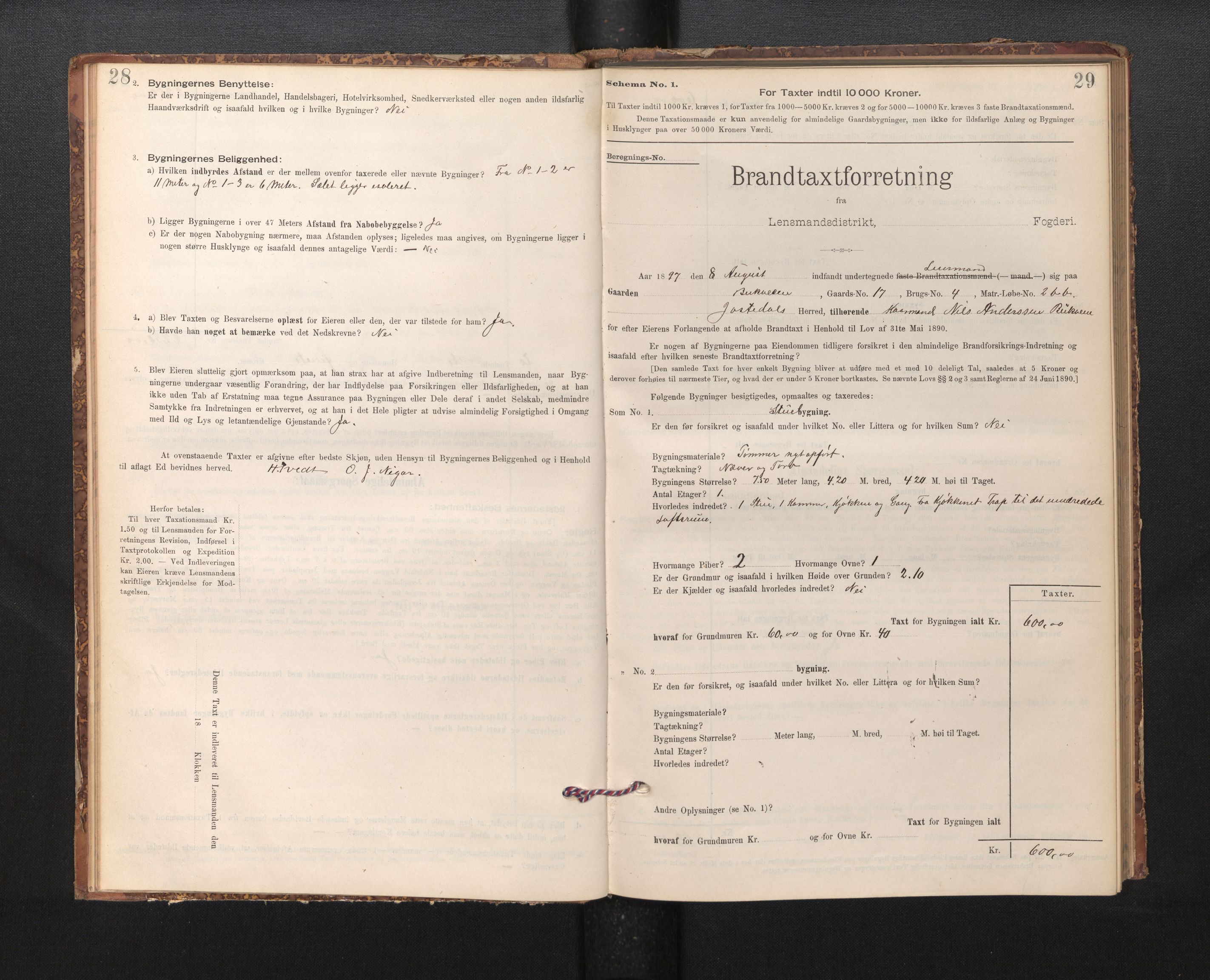 Lensmannen i Jostedal, AV/SAB-A-28601/0012/L0003: Branntakstprotokoll, skjematakst, 1895-1906, s. 28-29