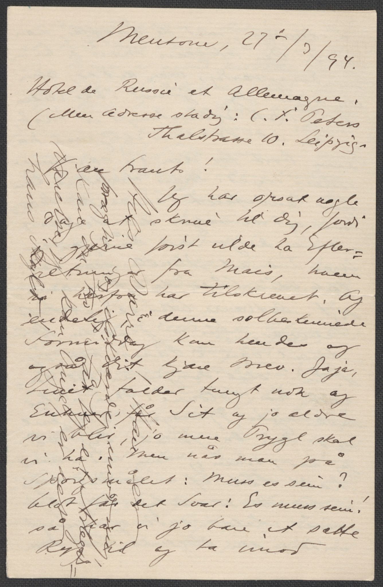 Beyer, Frants, RA/PA-0132/F/L0001: Brev fra Edvard Grieg til Frantz Beyer og "En del optegnelser som kan tjene til kommentar til brevene" av Marie Beyer, 1872-1907, s. 418