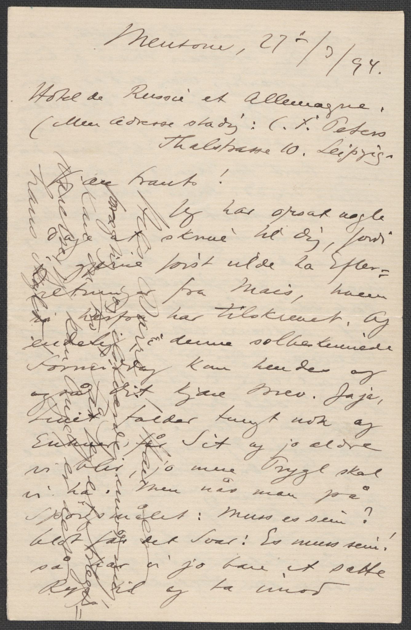 Beyer, Frants, AV/RA-PA-0132/F/L0001: Brev fra Edvard Grieg til Frantz Beyer og "En del optegnelser som kan tjene til kommentar til brevene" av Marie Beyer, 1872-1907, s. 418