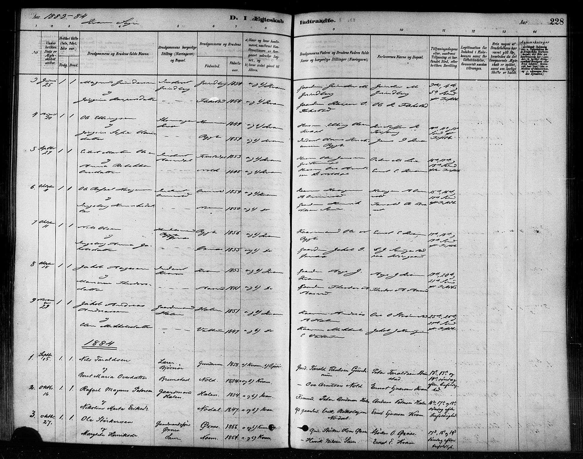 Ministerialprotokoller, klokkerbøker og fødselsregistre - Nord-Trøndelag, SAT/A-1458/746/L0449: Ministerialbok nr. 746A07 /2, 1878-1899, s. 228