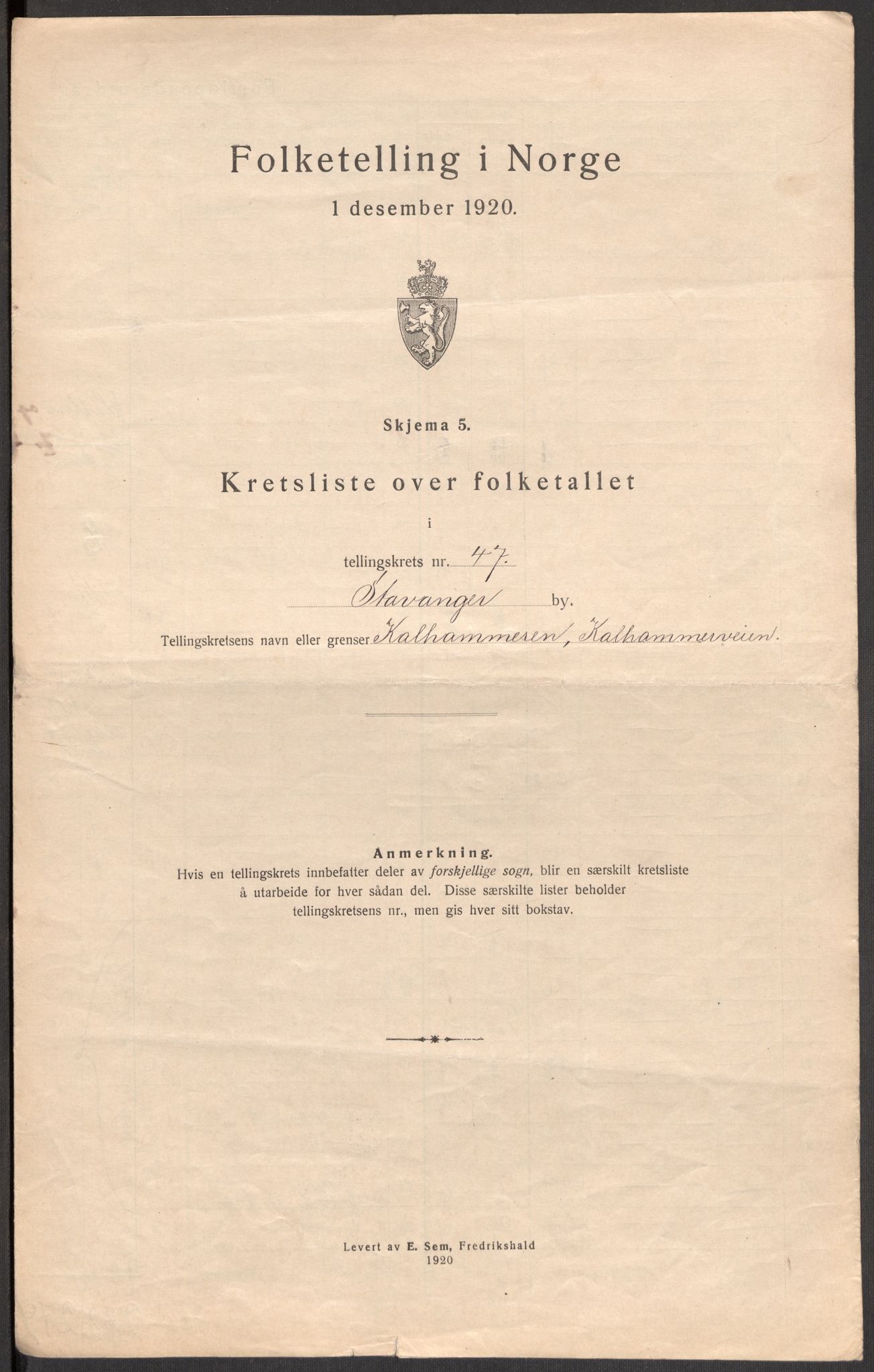 SAST, Folketelling 1920 for 1103 Stavanger kjøpstad, 1920, s. 146