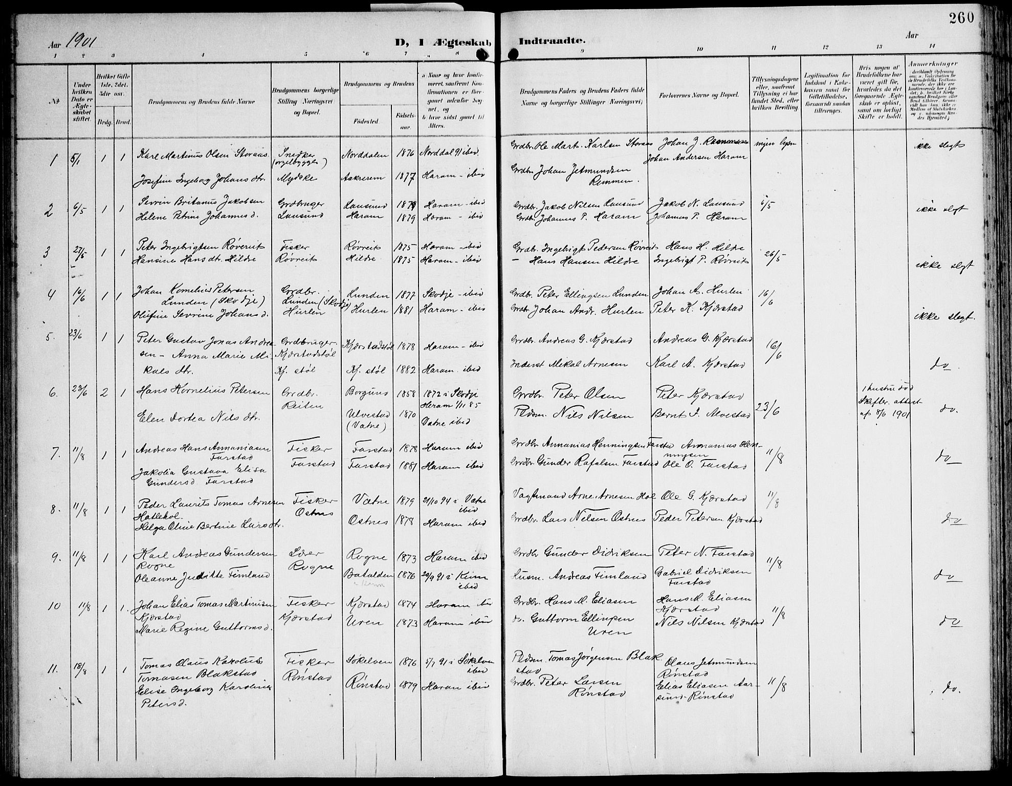 Ministerialprotokoller, klokkerbøker og fødselsregistre - Møre og Romsdal, AV/SAT-A-1454/536/L0511: Klokkerbok nr. 536C06, 1899-1944, s. 260