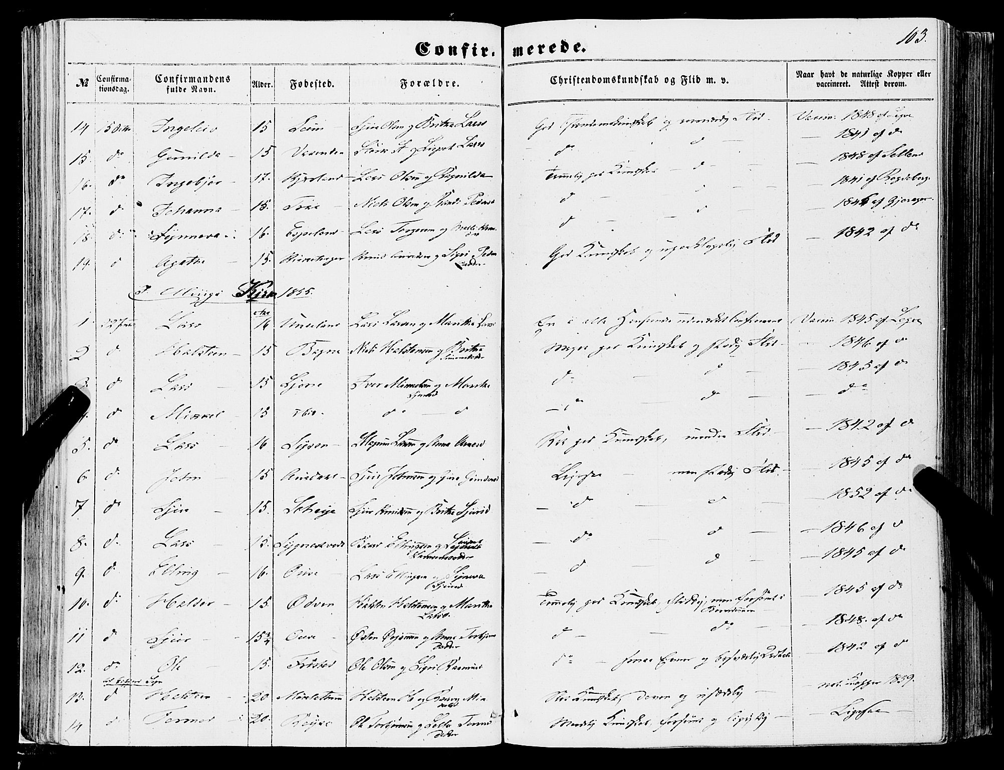 Ulvik sokneprestembete, AV/SAB-A-78801/H/Haa: Ministerialbok nr. A 13, 1853-1863, s. 103